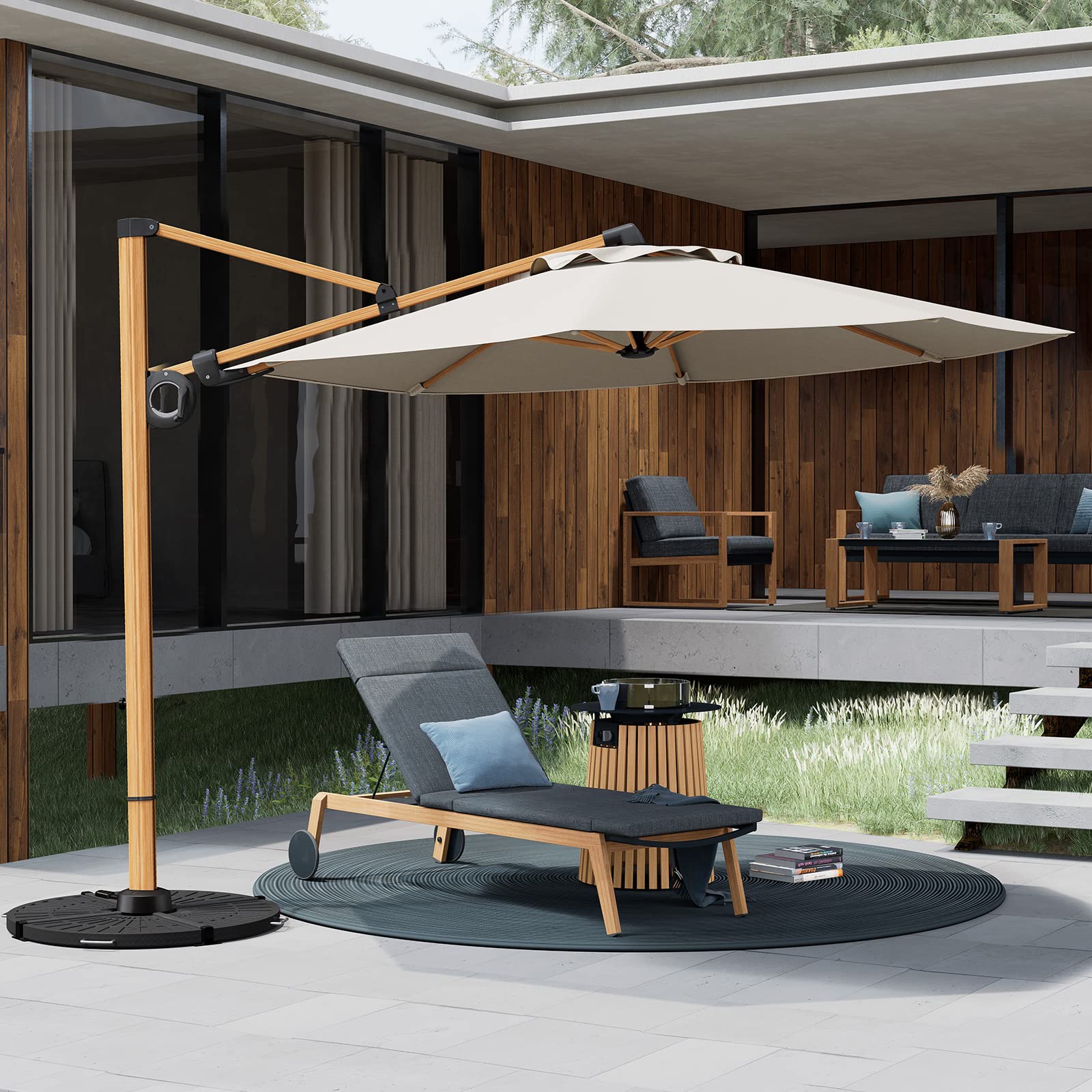 Upland MXQL-CP 10-ft Aluminum Beige Crank Cantilever Patio Umbrella