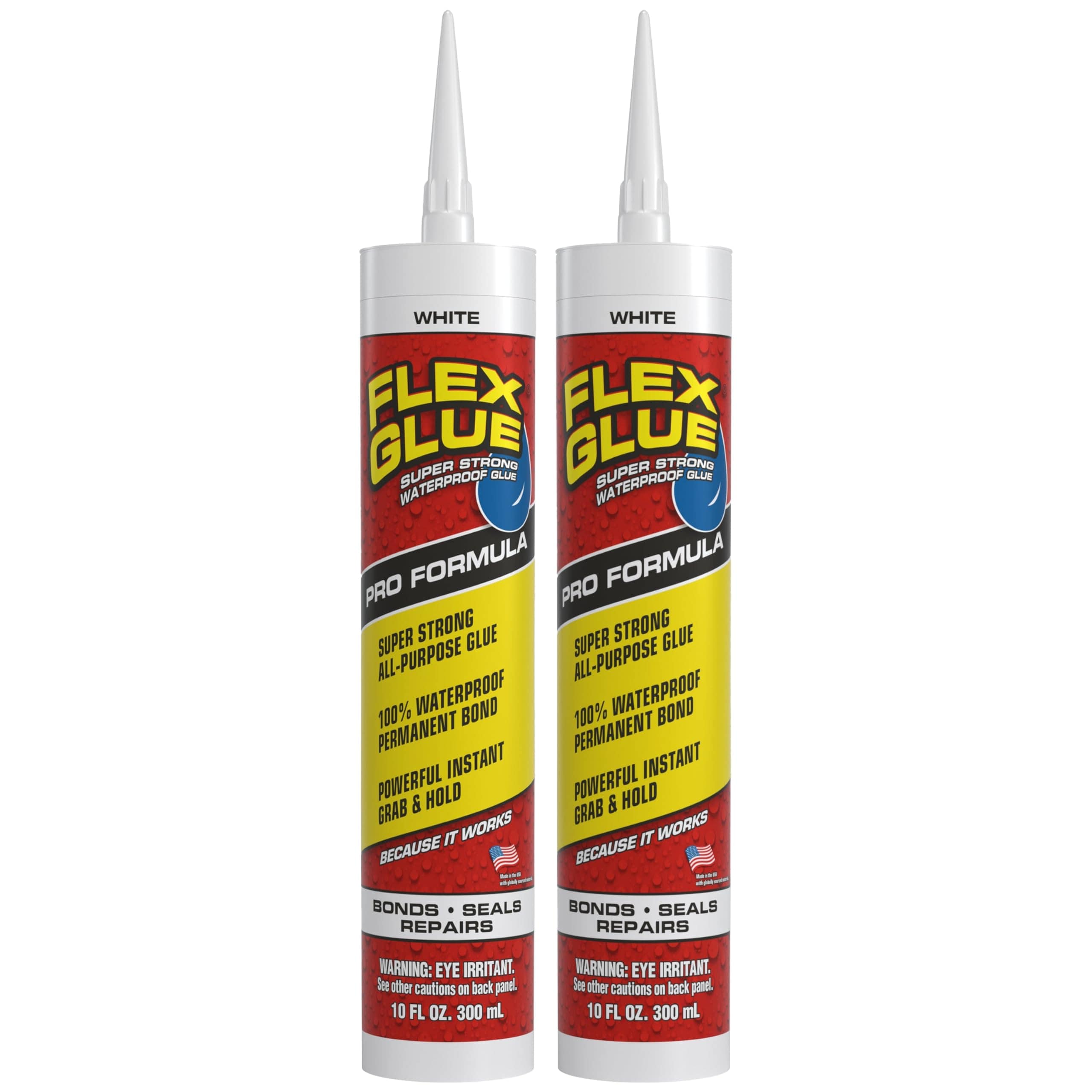 FLEX  Glue Super Strong Rubberized Waterproof Adhesive Works Underwater Use on Pools Showers Outdoors Concrete Brick Pavers UV Resistant 10 oz Cartridge White 2-Pack