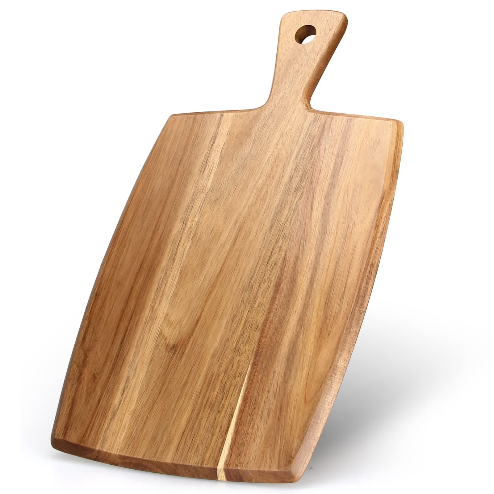 Anqtovp  Acacia Wood Cutting Board with Handle Charcuterie Board for Bread Meat Cheese Fruit Serving Butcher Block Knife Friendly Surface Rustic