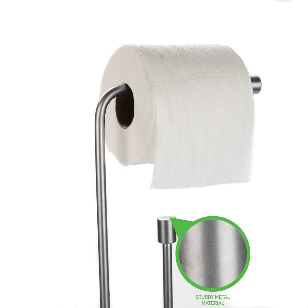 SunnyPoint Classic Free Standing Toilet Tissue Paper Roll Holder Stand;  Black Nickel