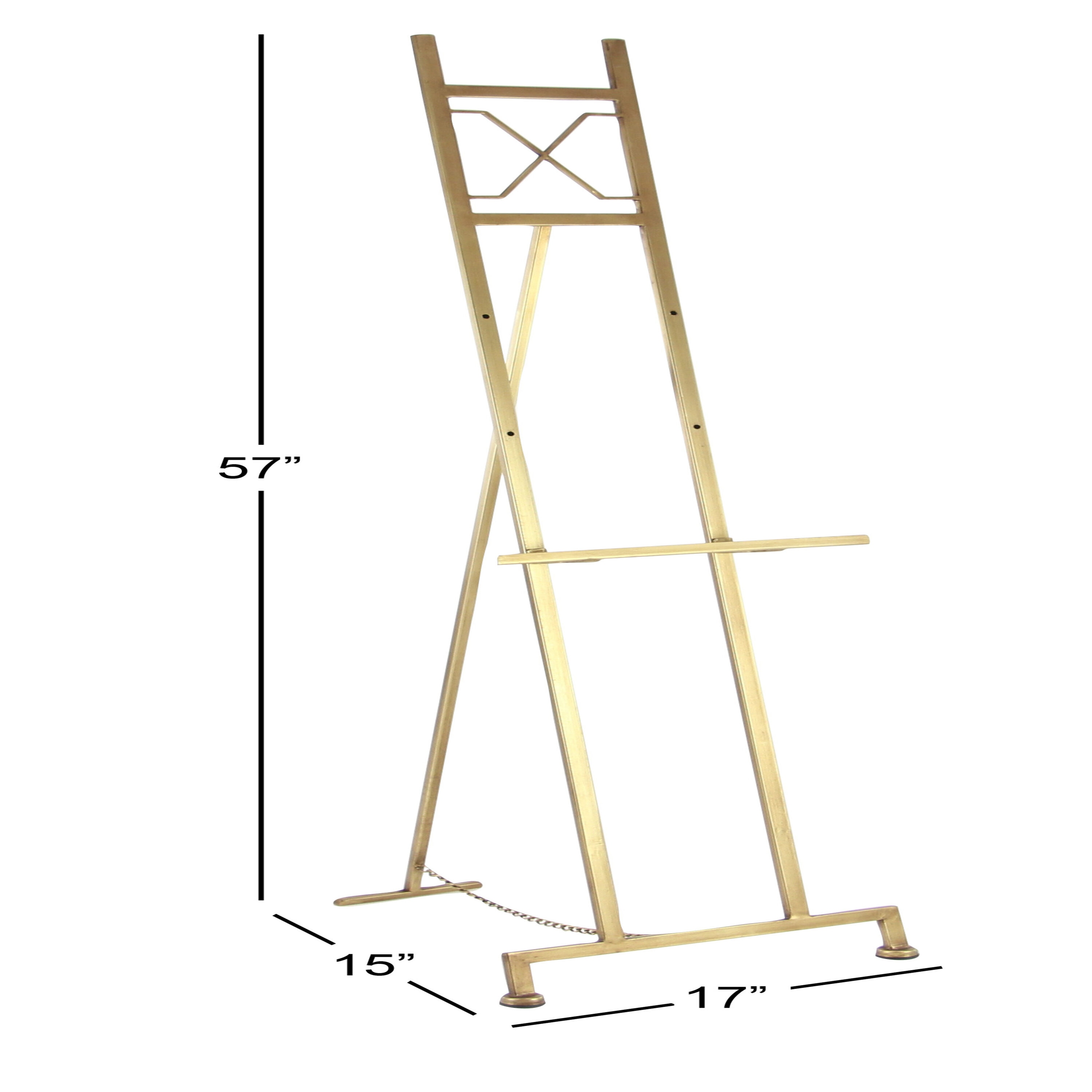 Deco 79 Metal Rectangle Easel with Chain Support, 17 x 15 x 57, Gold