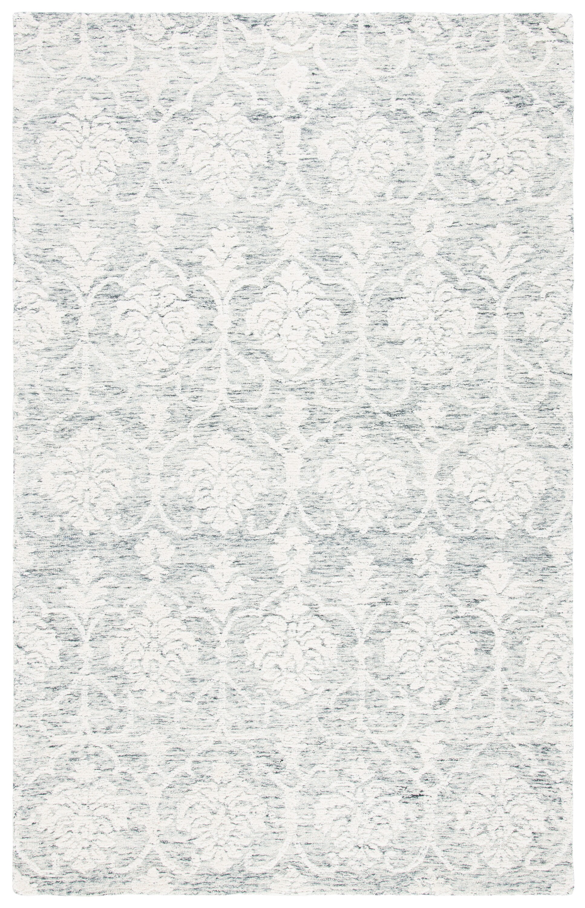 Safavieh MET996H-6 Metro Mizka 6 x 9 (ft) Tufted Wool Dark Gray/Ivory Rectangular Indoor Floral/Botanical Farmhouse/Cottage Area rug