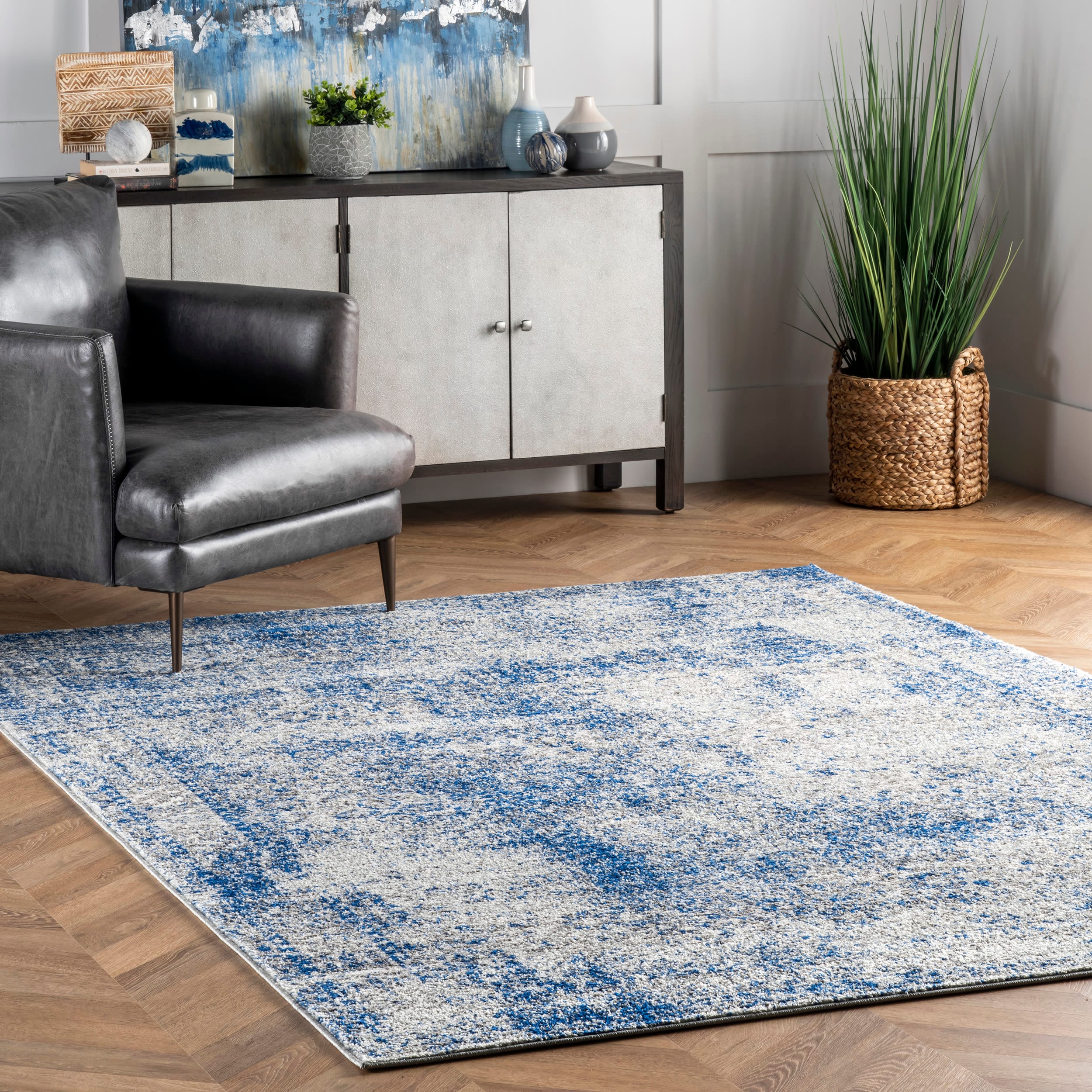 nuLOOM RZBD29A-6709 6 x 9 (ft) Loomed Polypropylene Blue Rectangular Indoor Vintage Area rug