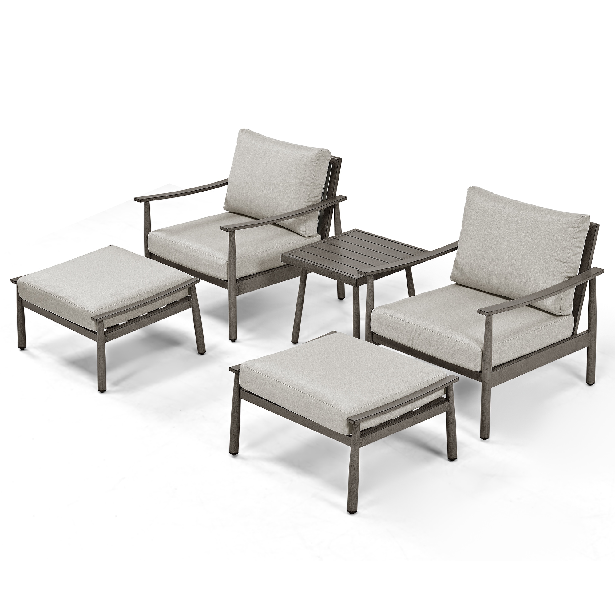  EL-SF5-GG-B1-WL3 5 -Piece Patio Conversation Set with Gray Cushions
