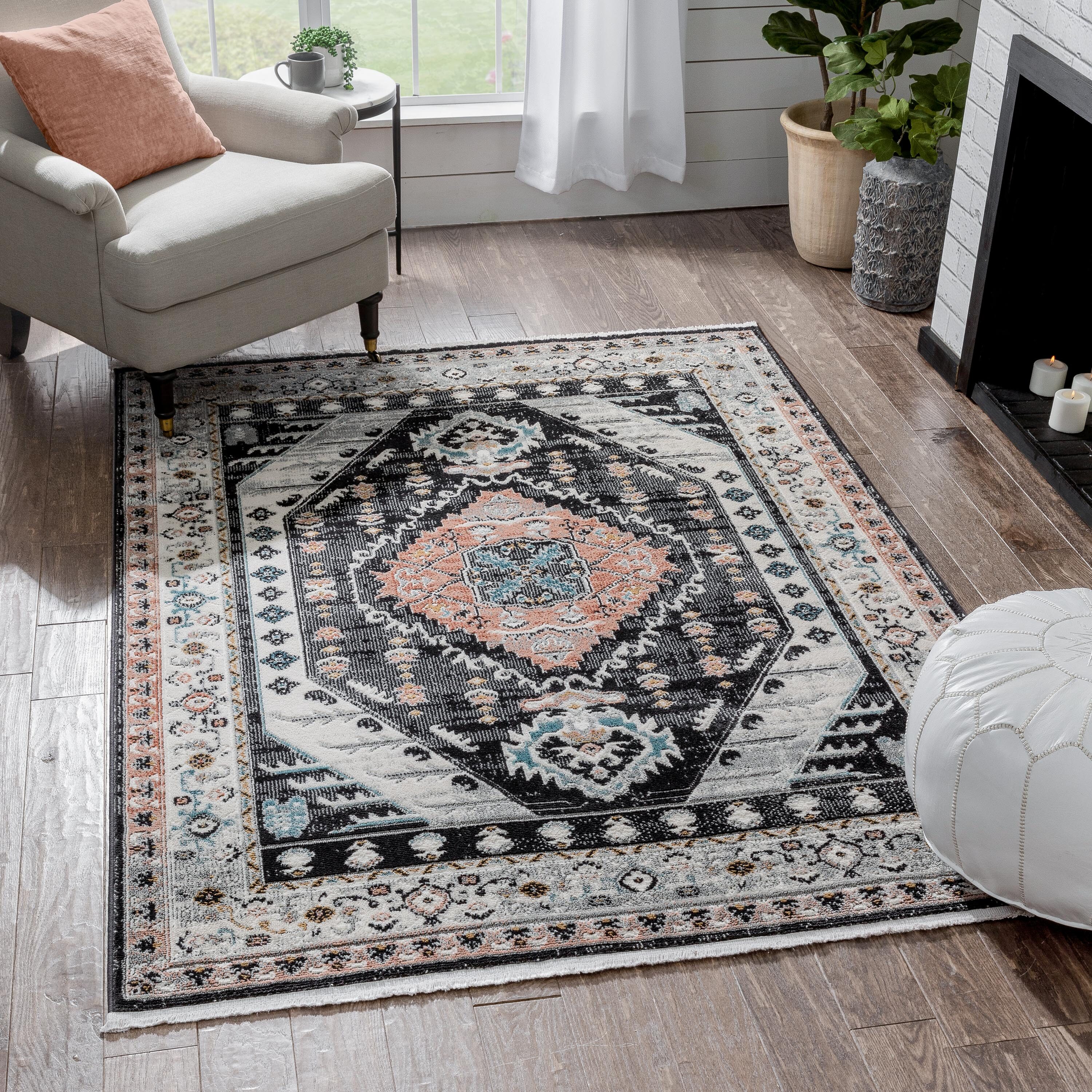 Well Woven IND-43-8 9 x 13 (ft) Loomed Polypropylene Black Rectangular Indoor Tribal Vintage Area rug