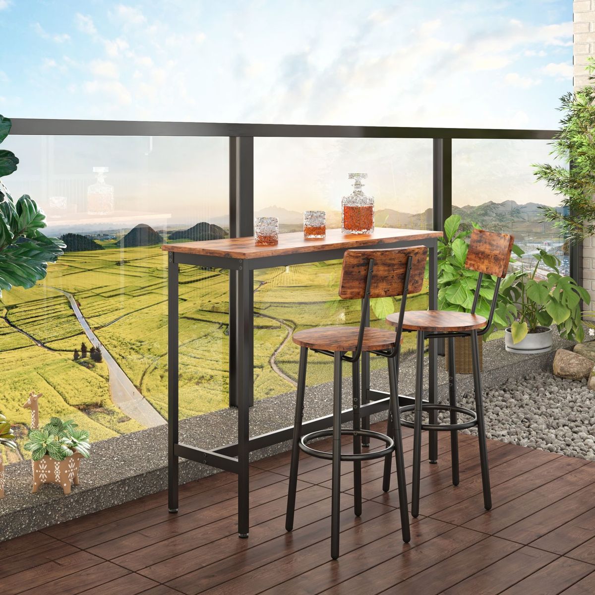 JASMODER W116260809 Rustic Brown Contemporary/Modern Dining Room Set with Rectangular Table ( Seats 2 )