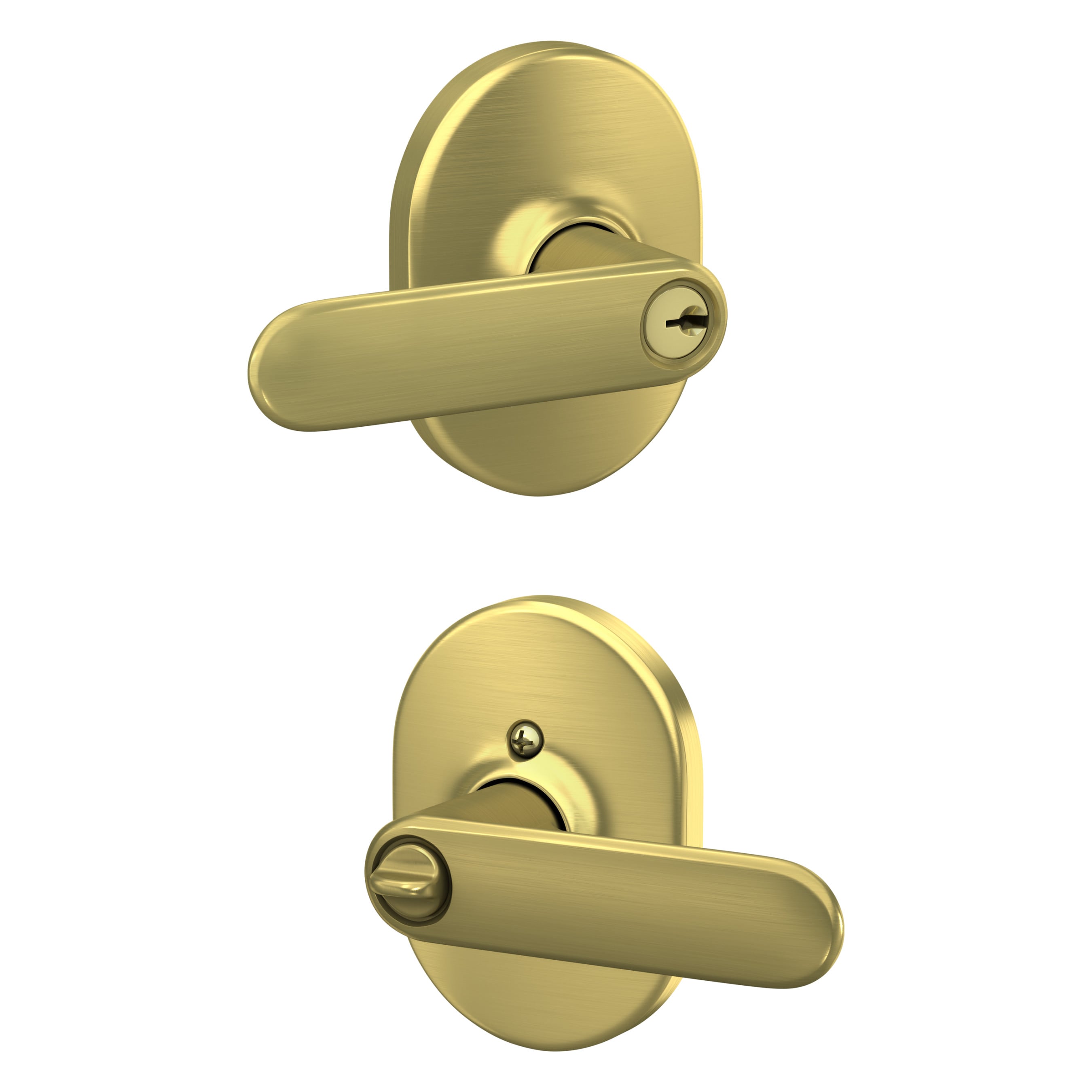 Schlage F51A DAV 608 RMN Davlin-Remsen Satin Brass Universal Interior Keyed entry Door Handle