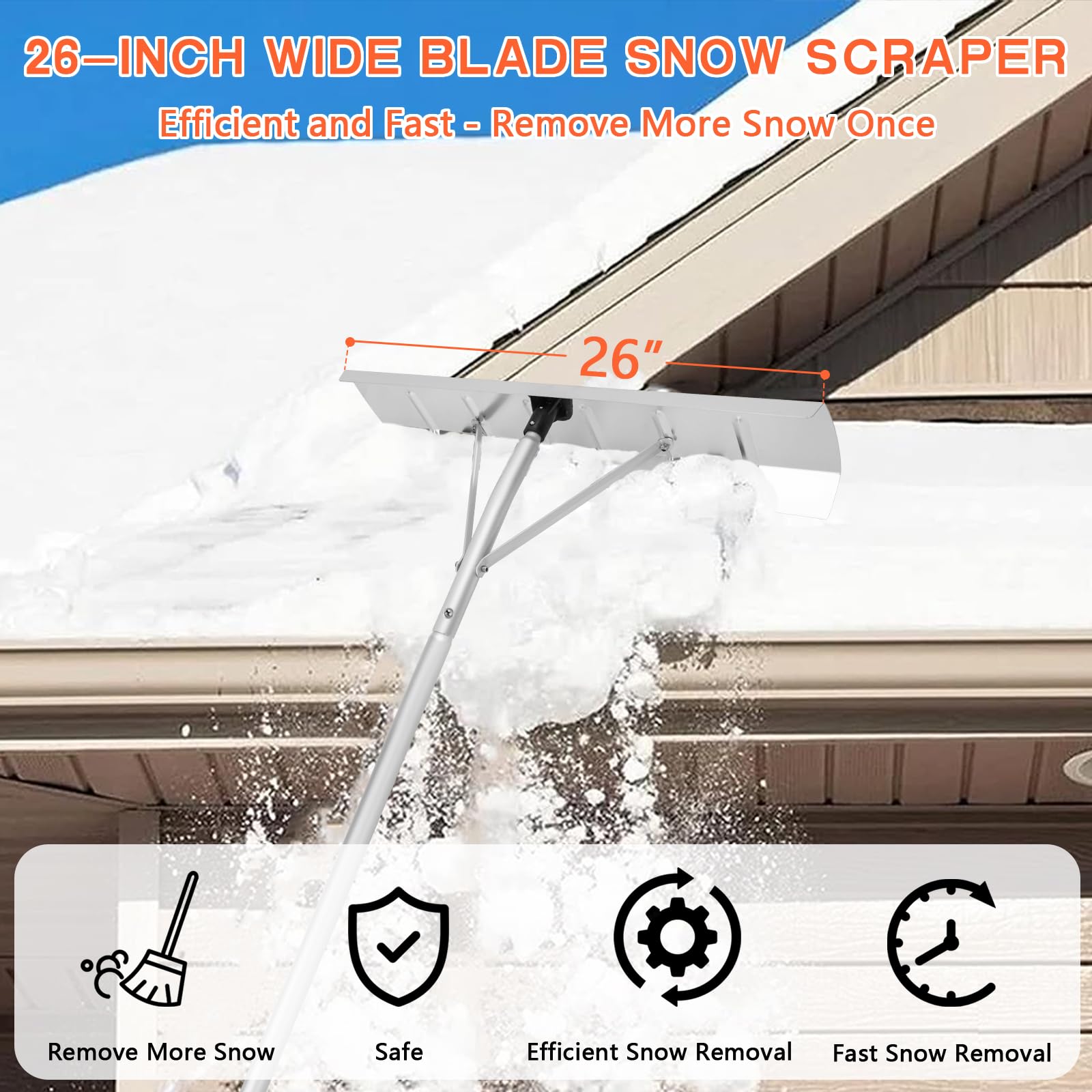 ITOPFOX Telescoping Snow Roof Rake 20 Foot Adjustable Aluminum Handle ...