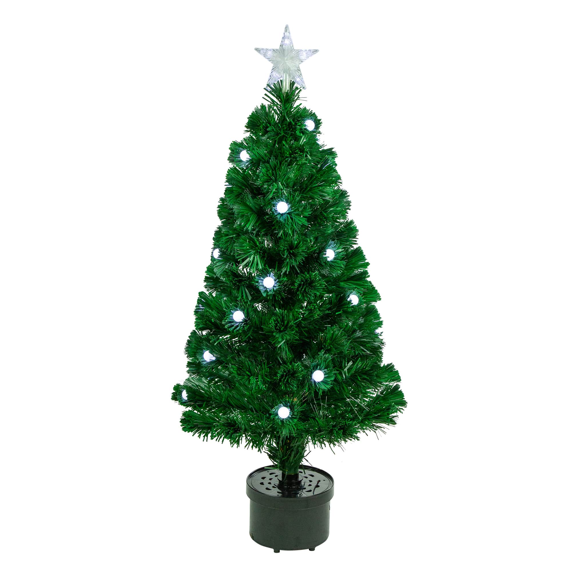 Northlight 3 feet Pre-Lit Color Changing Fiber Optic Artificial Christmas Tree with Balls