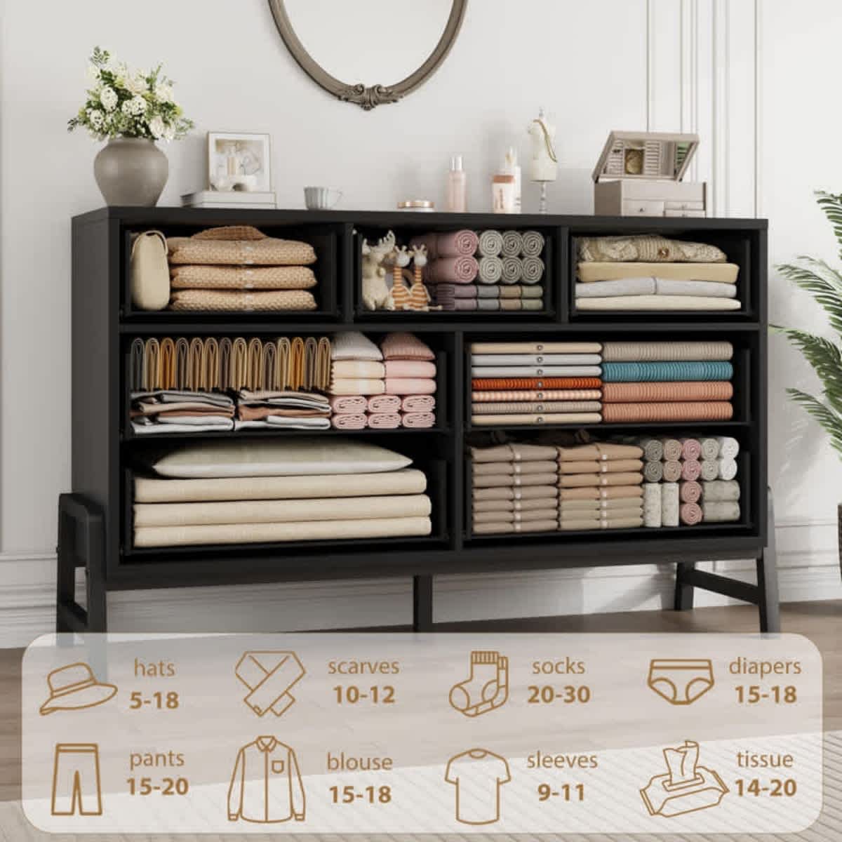 IdealHouse Modern 52 Inch Wide Freestanding Wooden Closet Storage Chest ...