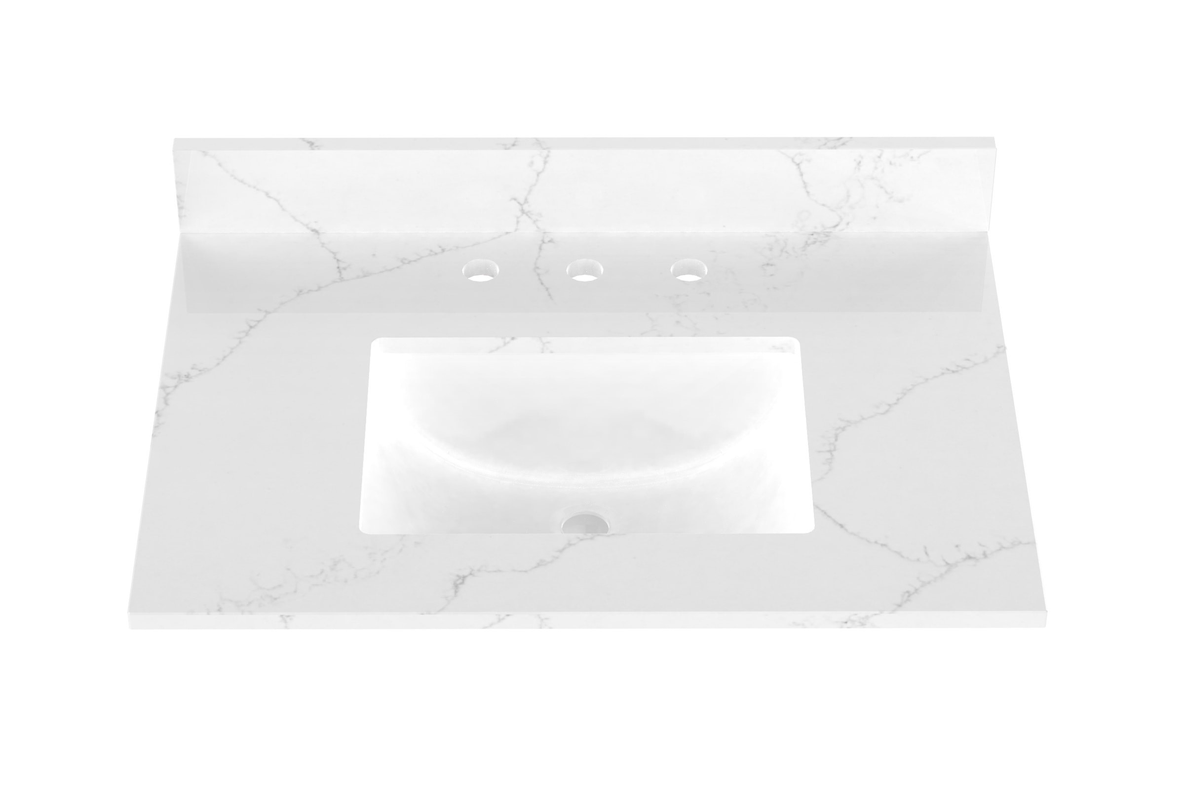 Winette WVTQ1402-31 31-in x 22-in Carrara White Quartz Undermount Single Sink 4-in Centerset Faucet Mount Bathroom Vanity Top