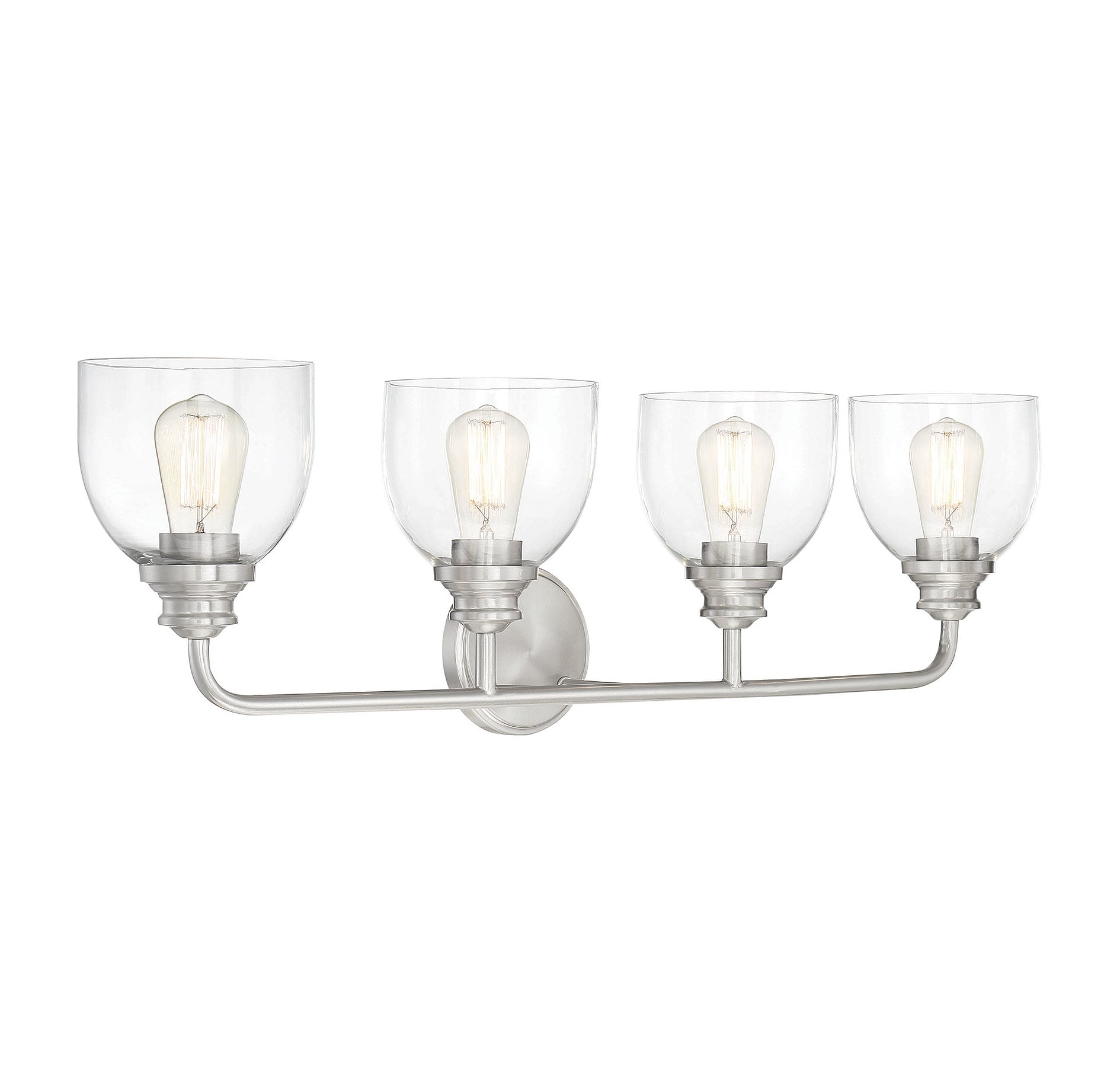 Satin Nickel 4-Light Vanity with Clear Glass Shades