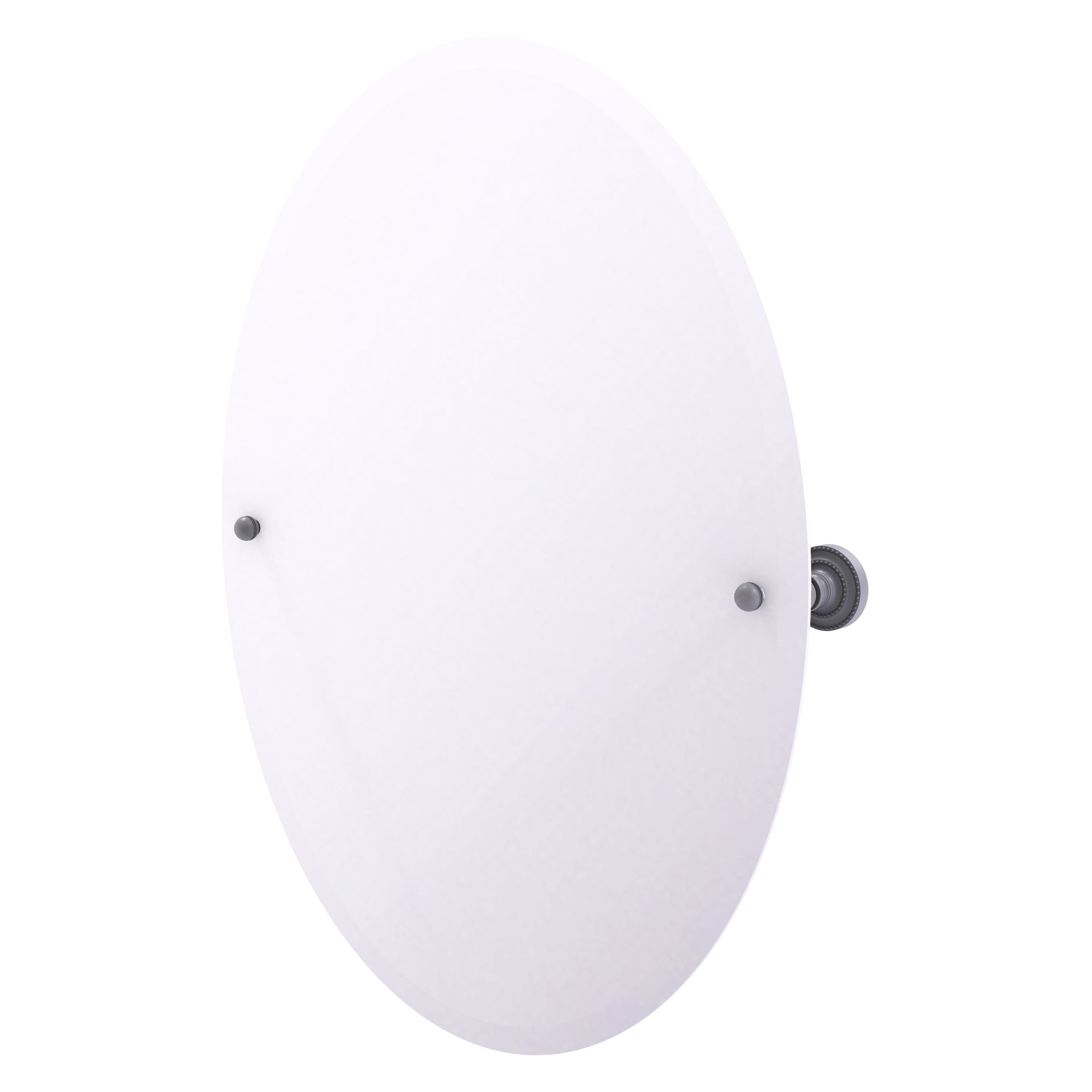 Allied Brass DT-91-GYM Dottingham 21-Inches x 28-Inches Beveled Frameless Oval Tilting Bathroom Vanity Mirror ( Matte Gray )