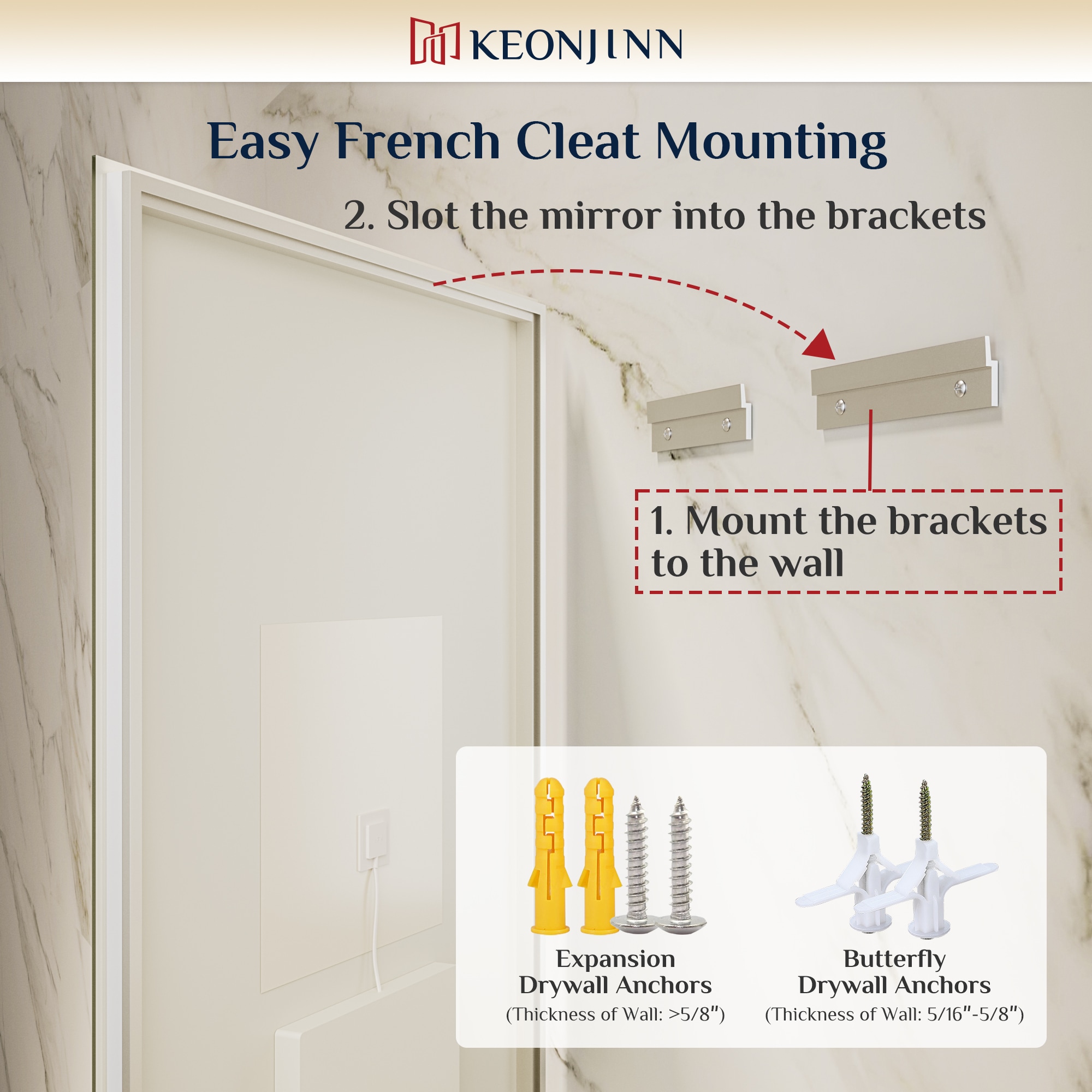 Keonjinn LW-DJ-BX-6191 Framed-Bath-Mirrors - View #12