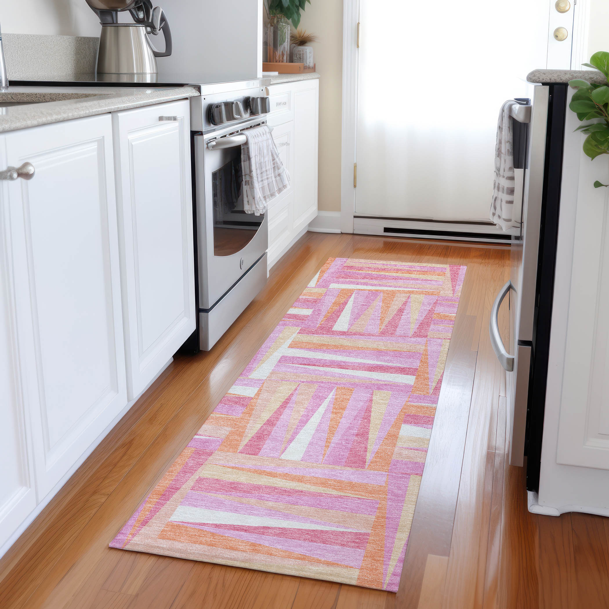 Addison Rugs ACN1012BL2X8 Chantille ACN1012BL 2 x 7 (ft) Polyester Blush Rectangular Indoor/Outdoor Geometric Machine washable Runner rug
