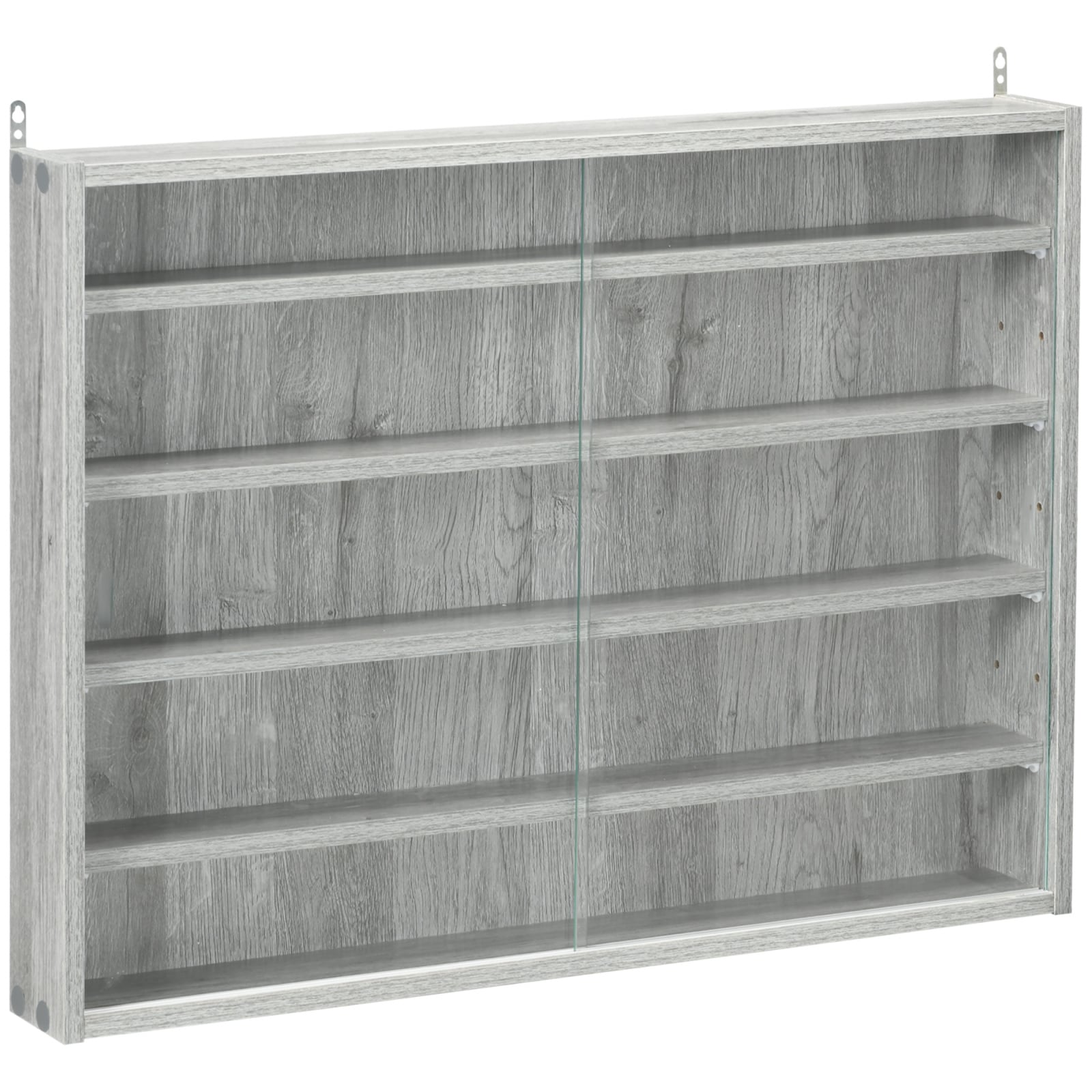 CHITA Modern Glass Display Cabinet with 2 Doors 5 Adjustable Shelves Glass Doors Wall Mounted for Living Room Dining Room Entryway and Display Storage Gray