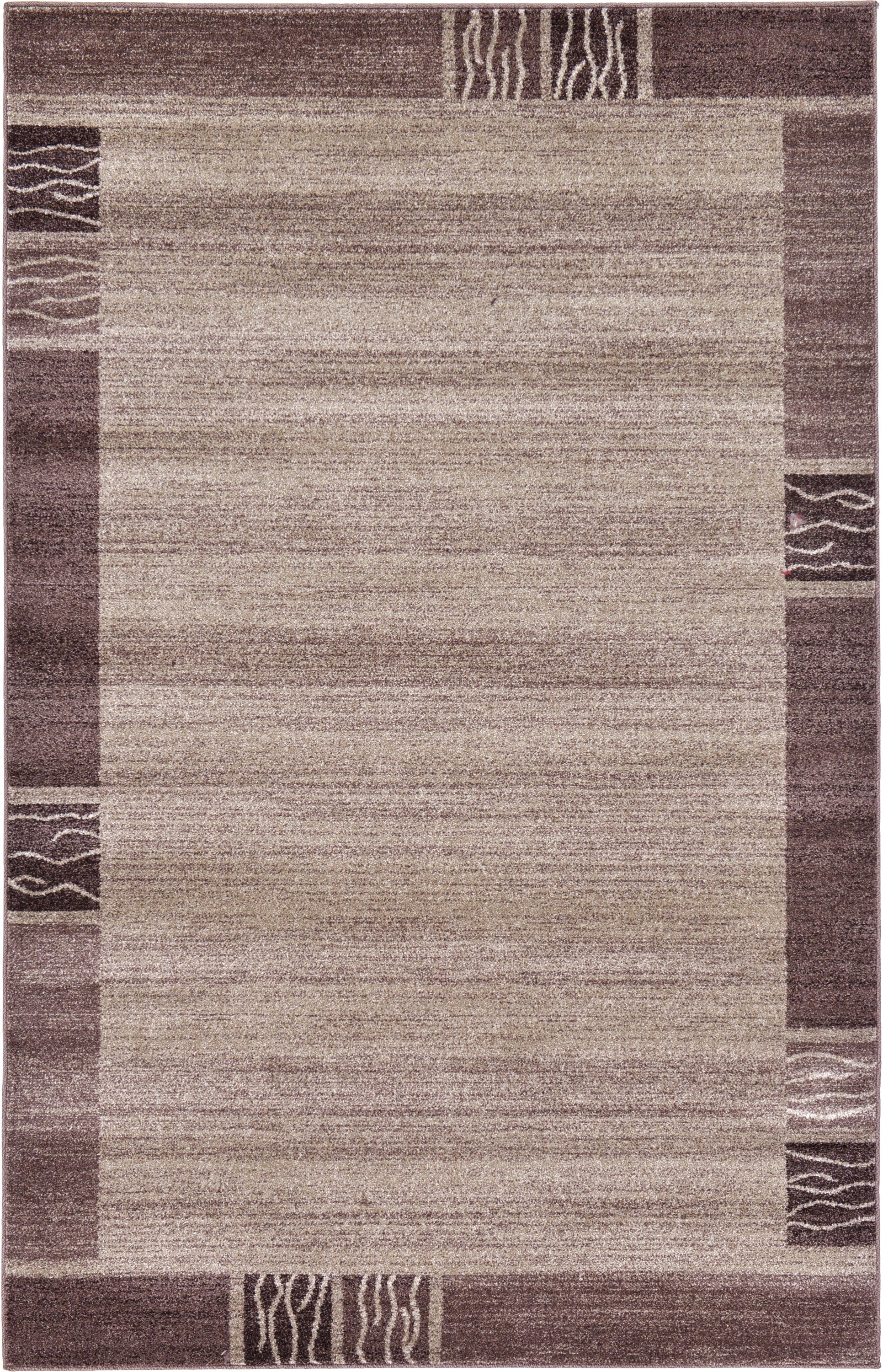 Unique Loom 3120437 Sarah Del Mar 5 x 8 (ft) Loomed Polypropylene Light Brown/Beige Rectangular Indoor Geometric Industrial Area rug