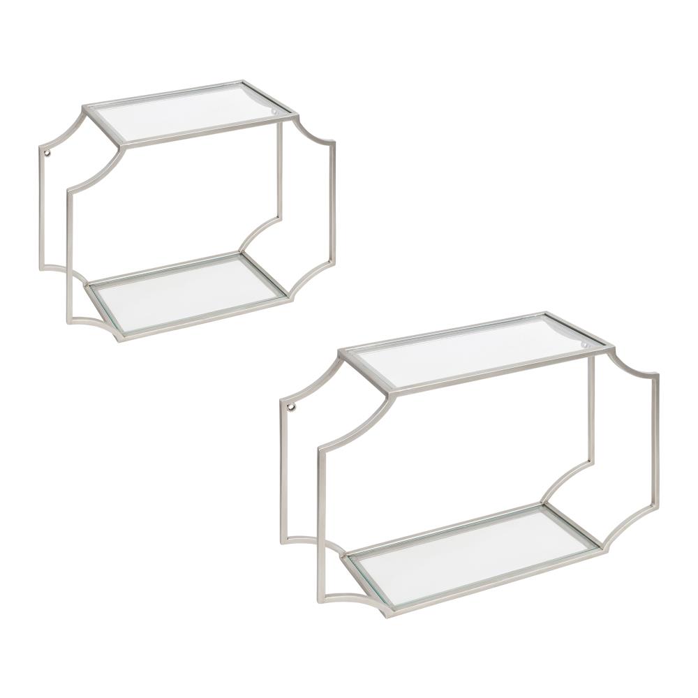 Kate and Laurel 219652 6-in L x 6-in D x 18-in H Silver Metal Rectangular Floating shelf 2 Decorative Shelves