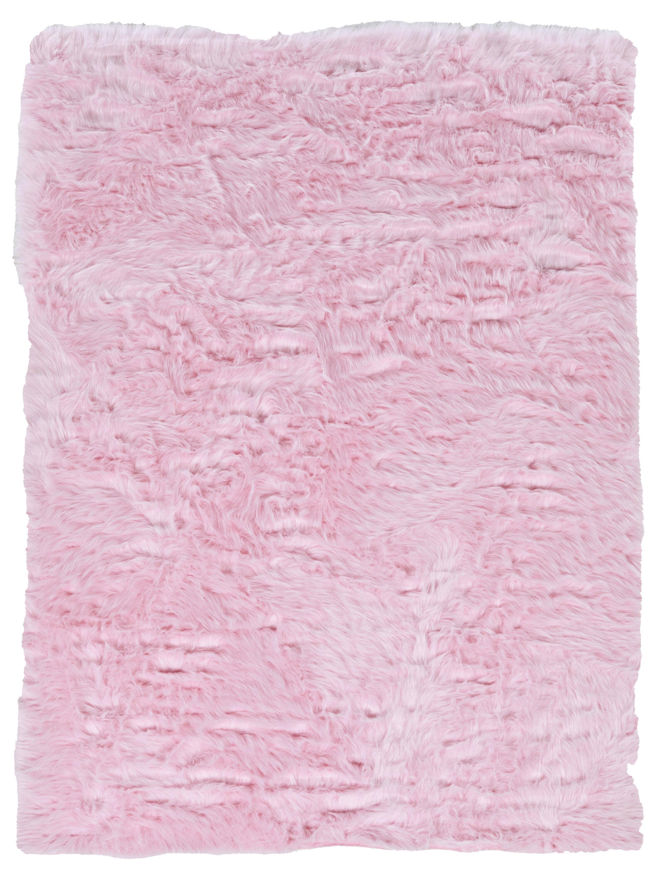 Linon RUG-PINKSHEEP3660 Faux Sheepskin 3 x 5 (ft) Tufted Synthetic Pink Rectangular Indoor Solid Area rug