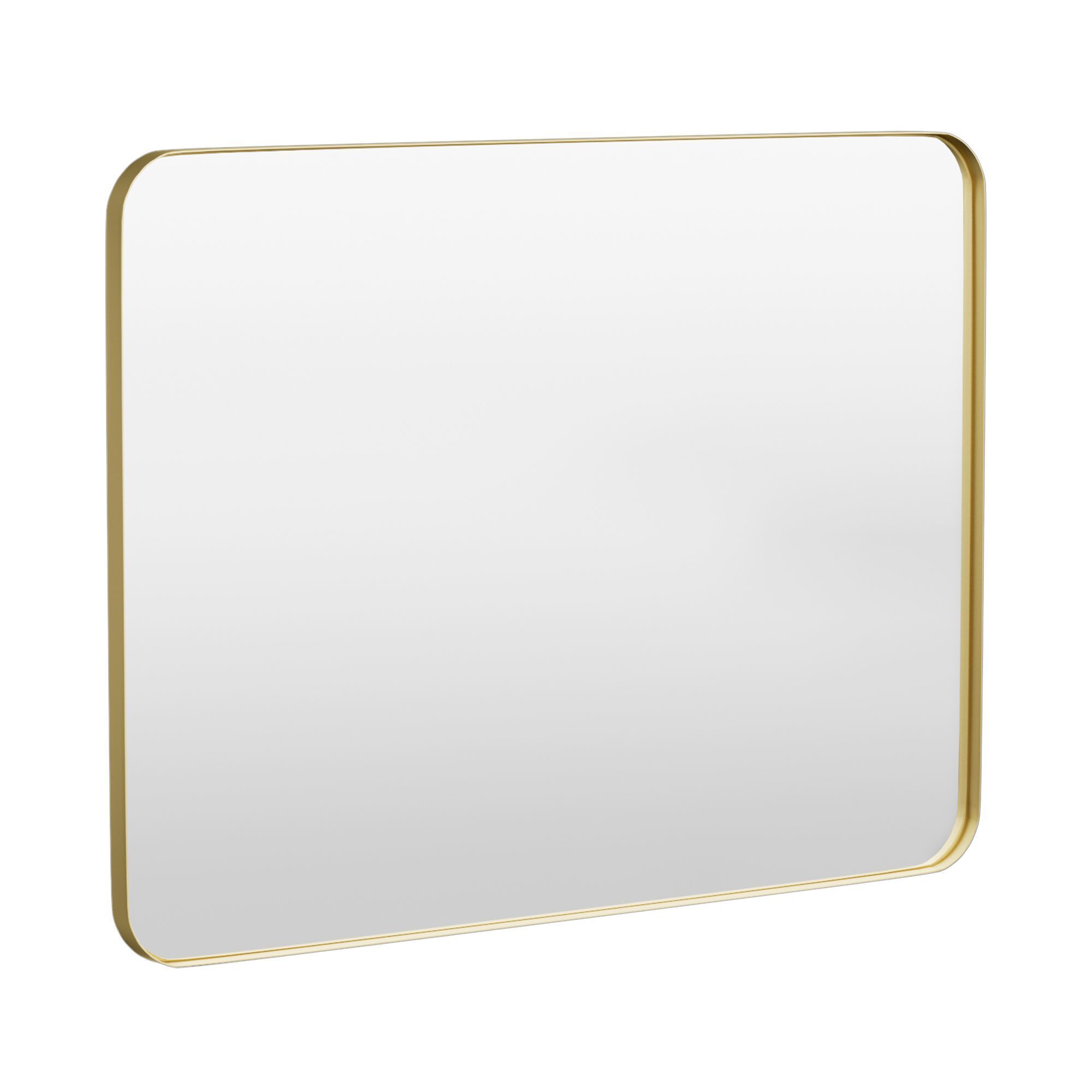 LOVMOR M-G-DX-4836-LSQ 48 in. W x 36 in. H Modern Rectangular Aluminum Framed Wall Bathroom Vantiry Mirror in Brush Gold