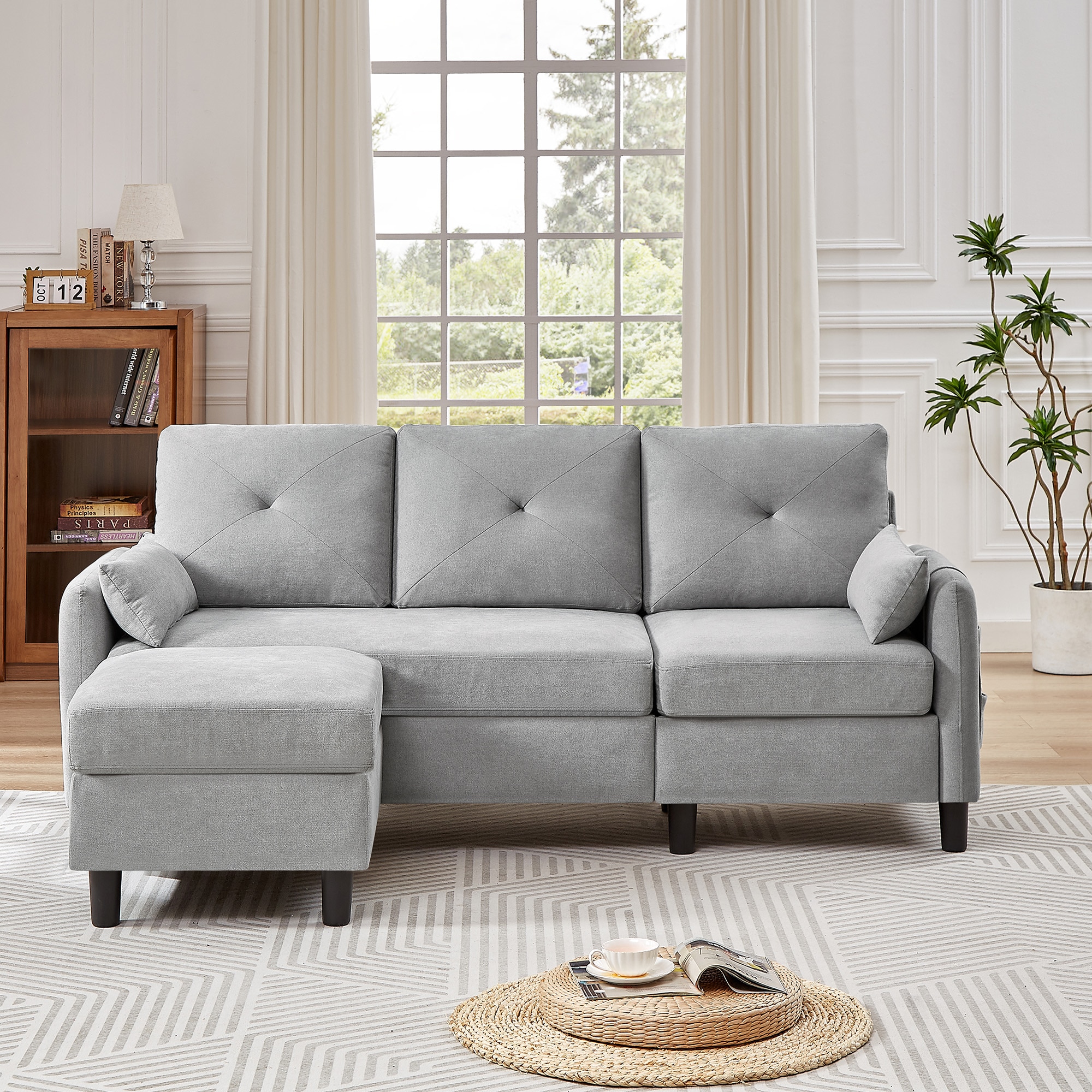 Jarenie YMX23LG YMX23 77.36-in Modern Light Grey 3 -seater Sofa