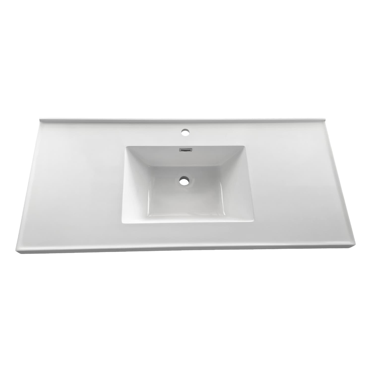 Streamline 48 inch x 22 inch Solid Surface Single Rectangular Sink Bathroom Vanity Top in Glossy White with Integrated Backsplash