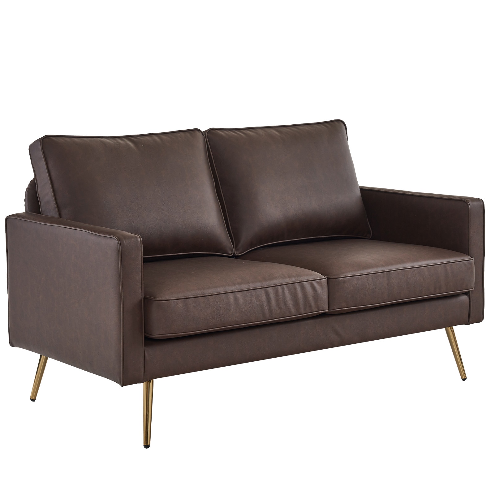 Outopee L1G52003231 56.7-in Modern Brown Faux leather Loveseat