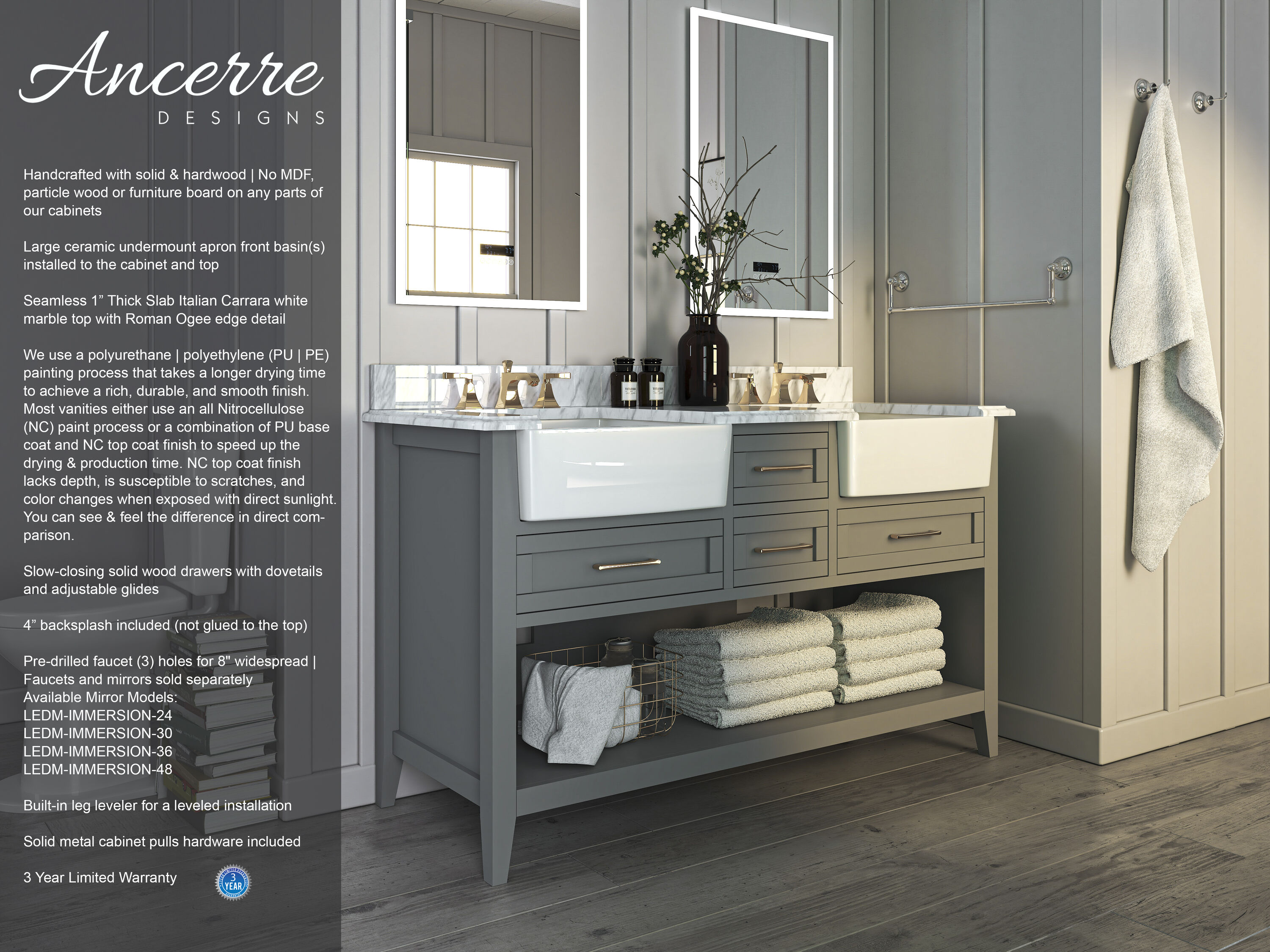 Ancerre Designs VTS-HAYLEY-60-SCG-CW Bath-Vanity-Combo - View #2