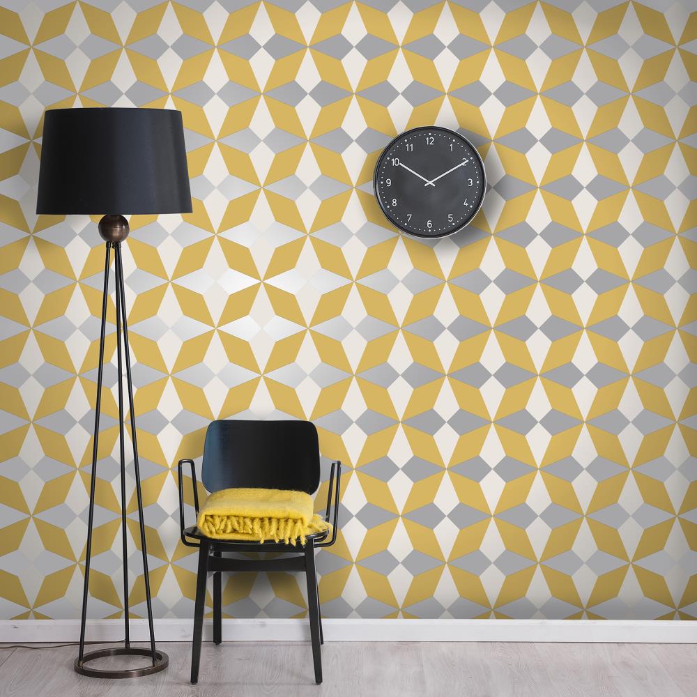 Fine Decor Newby Mustard Geometric Wallpaper at Lowes.com