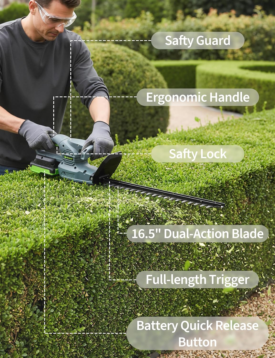 GarveeLife CLJ-JCXTEUTUTYY Cordless-Hedge-Trimmers - View #7
