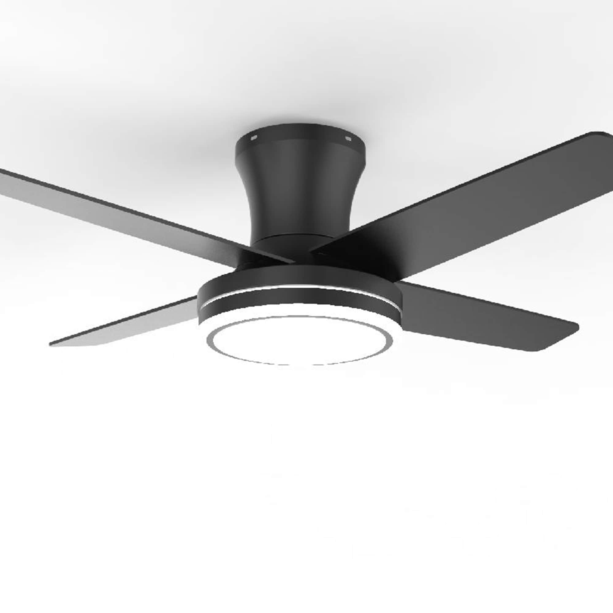 Oaks Decor DC4401OKEL-B Alicante 44-in Color-Changing Integrated LED Flush Mount Black with Modern/contemporary Blades Ceiling Fan With Light - Remote Included ( 4 -Blade )