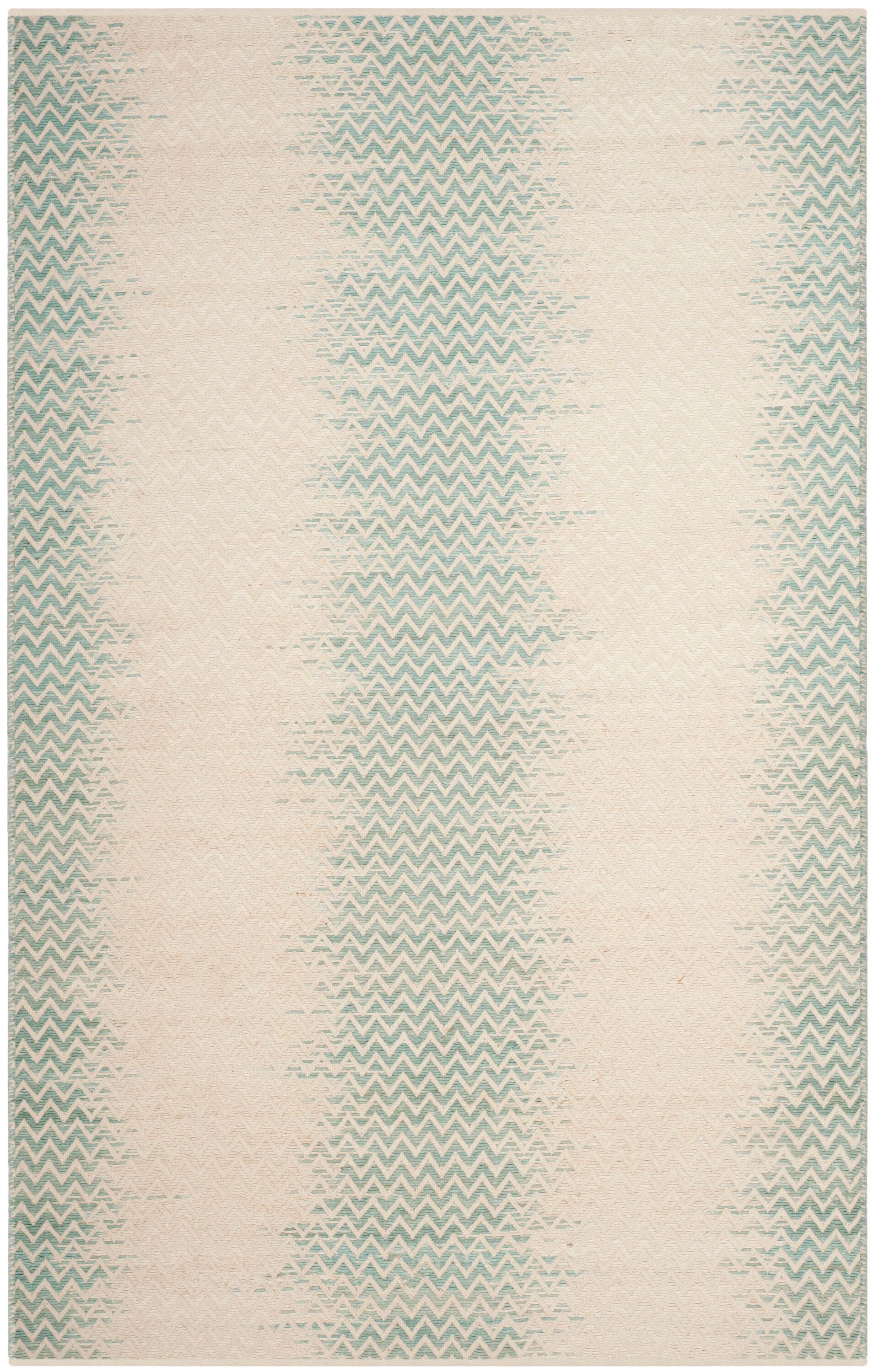 Bohemian Light Green/Ivory Flat Woven Cotton & Wool 4' x 6' Rug
