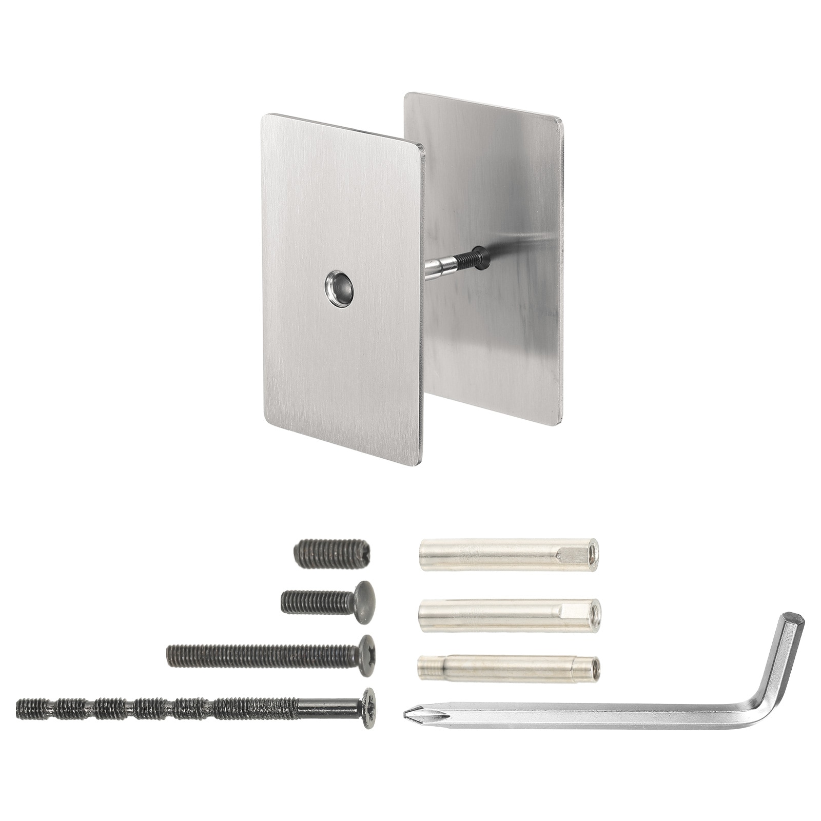 PATIKIL Door Hole Cover Plate 3-5/32x2 Inch Stainless Steel Cuboid Deadbolt Knobs Fixing Cover with Hex Wrench Fits Doors 1-3/16inch to 4-3/4inch Thick for Hole Filling Decoration Silver
