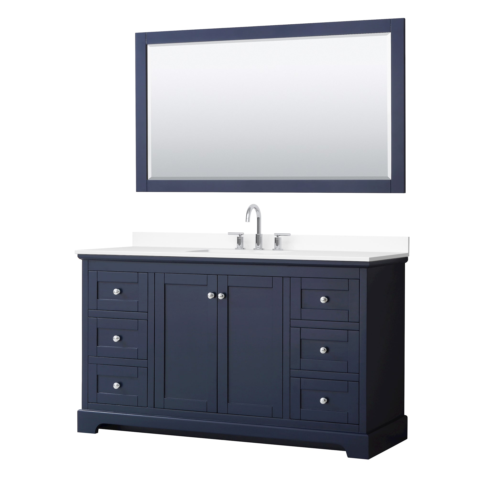 Wyndham Collection Avery 60-in Undermount Double and Single Sink Bathroom Vanity with Quartz or Cultured Marble Top (Mirror Included)