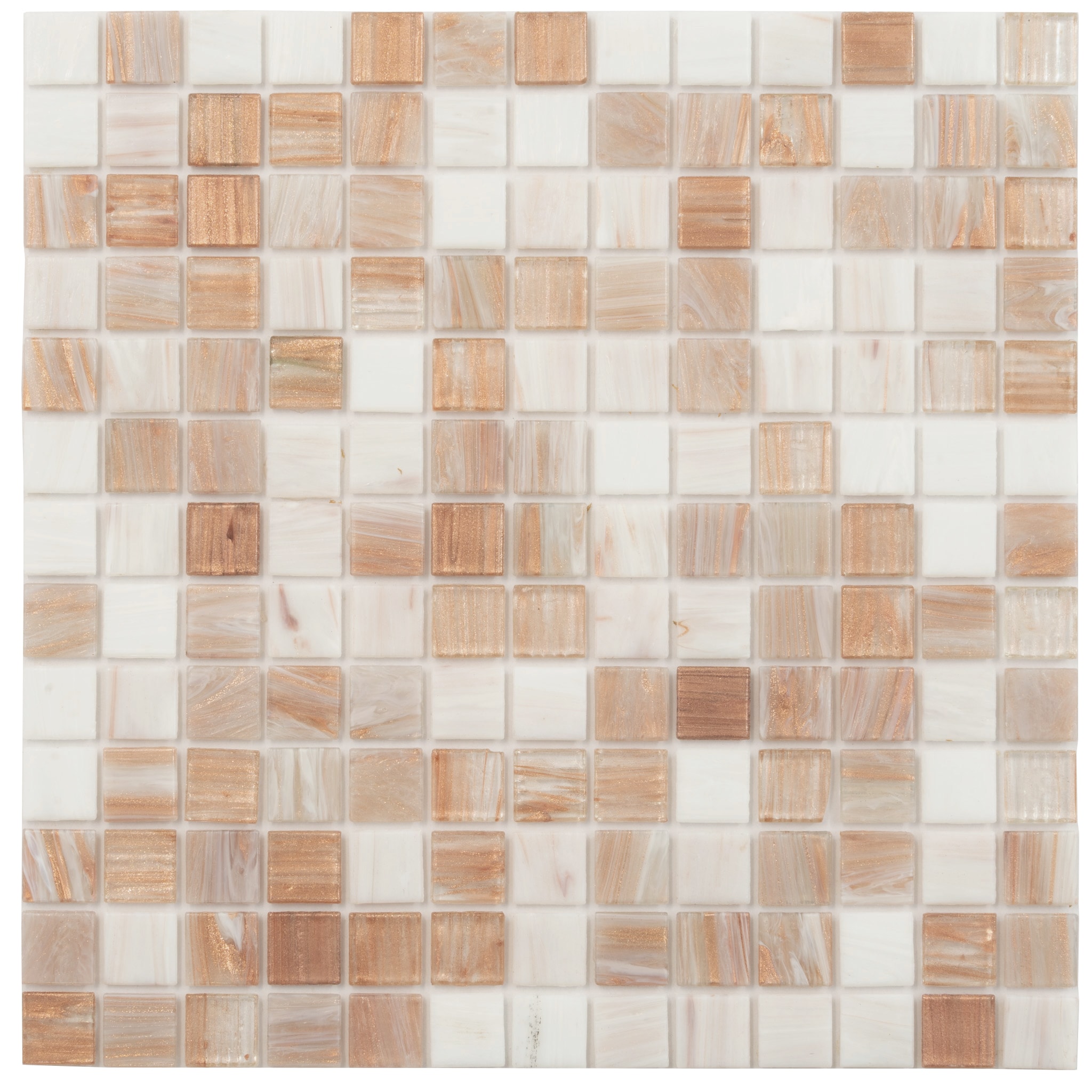 Apollo Tile MIX2088BG342A Mingles Beige and White 12-in x 12-in Glossy Glass Mosaic Floor and Wall Tile (20-sq. ft/ Carton)