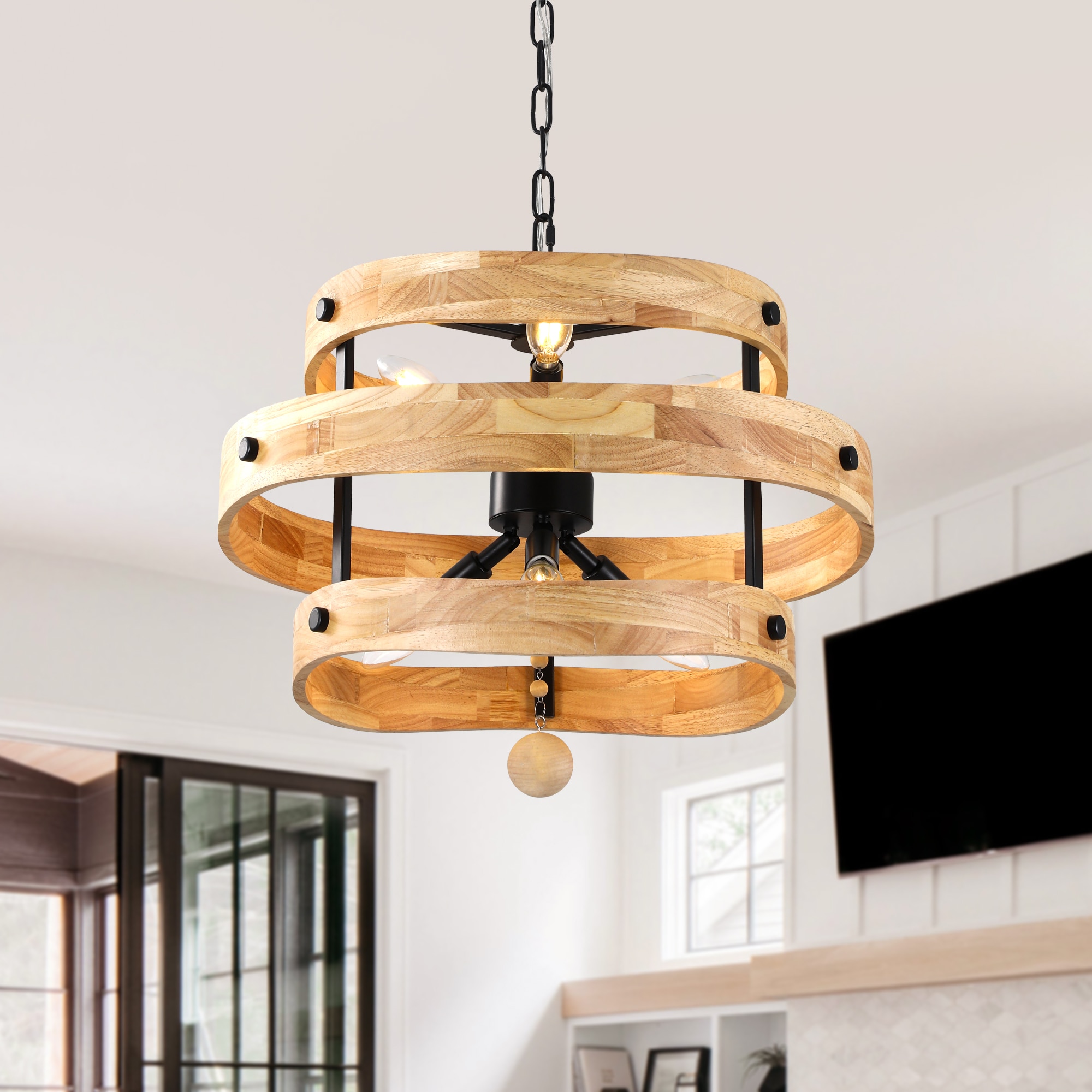 Bella Depot Caelus 6 -Light Brown Wood Chandelier