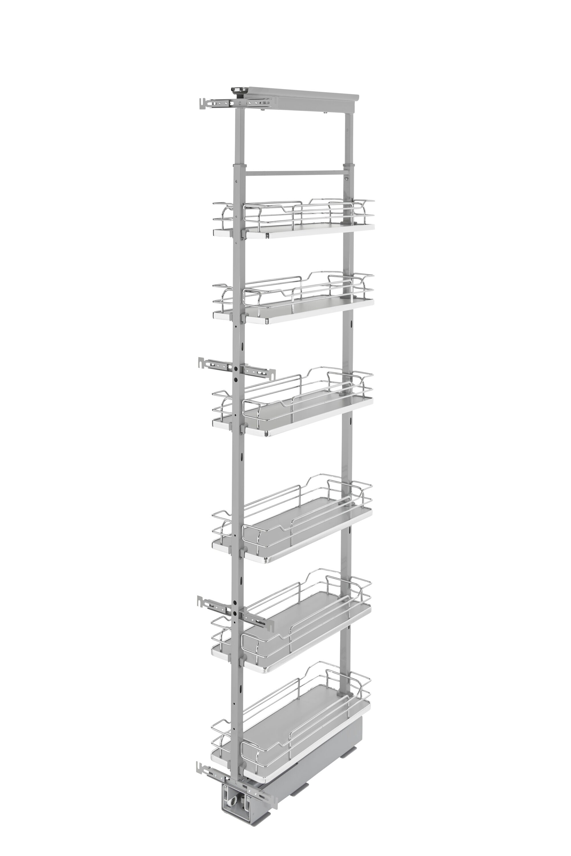 Rev-A-Shelf 5373-08-GR 8.25-in W x 73.63-in H x 21.69-in D 6 -Tier Cabinet-mount Gray Metal Soft Close Pull-out Sliding shelf kit