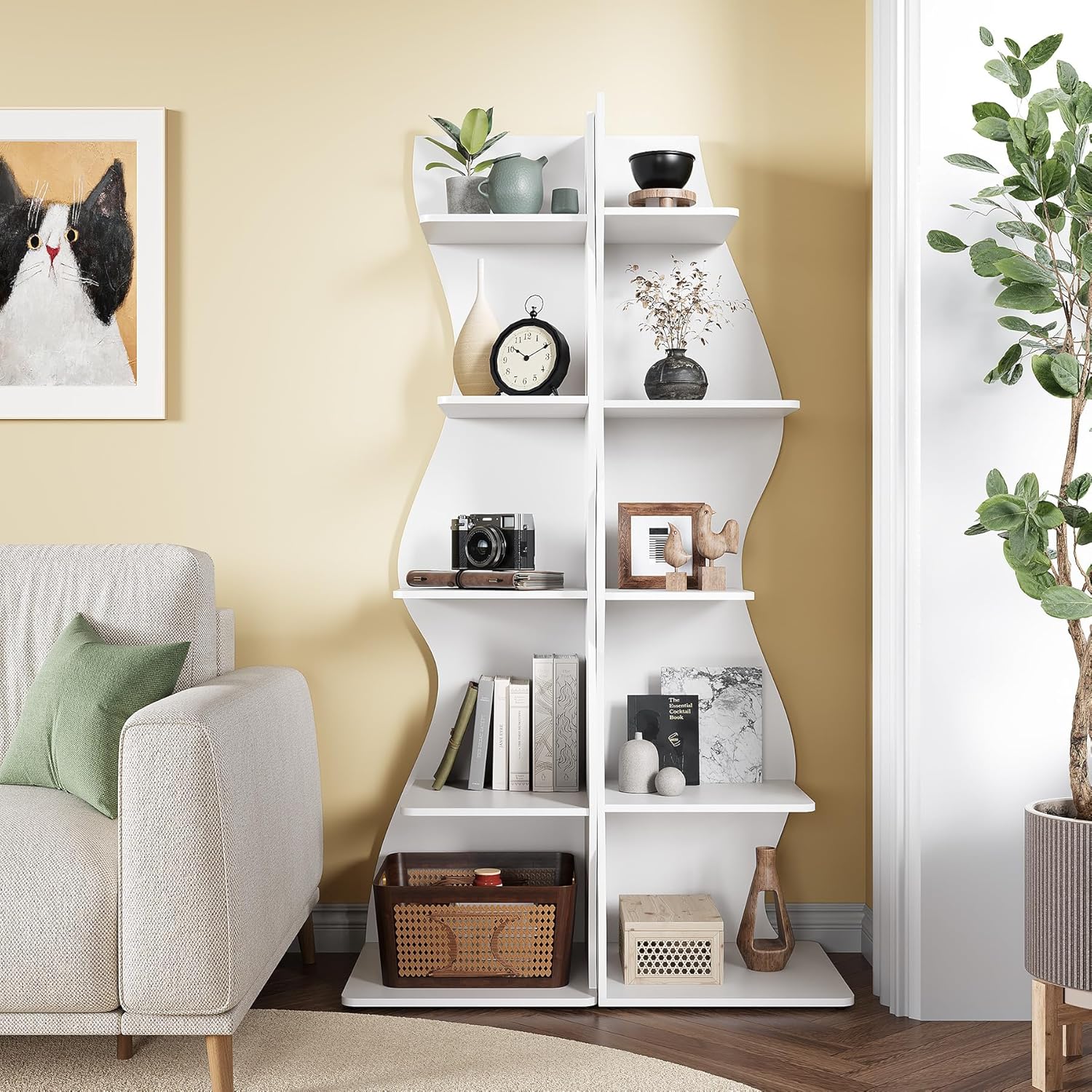 Tribesigns 70 inches Corner Shelf Seaweed Shaped Etagere Display