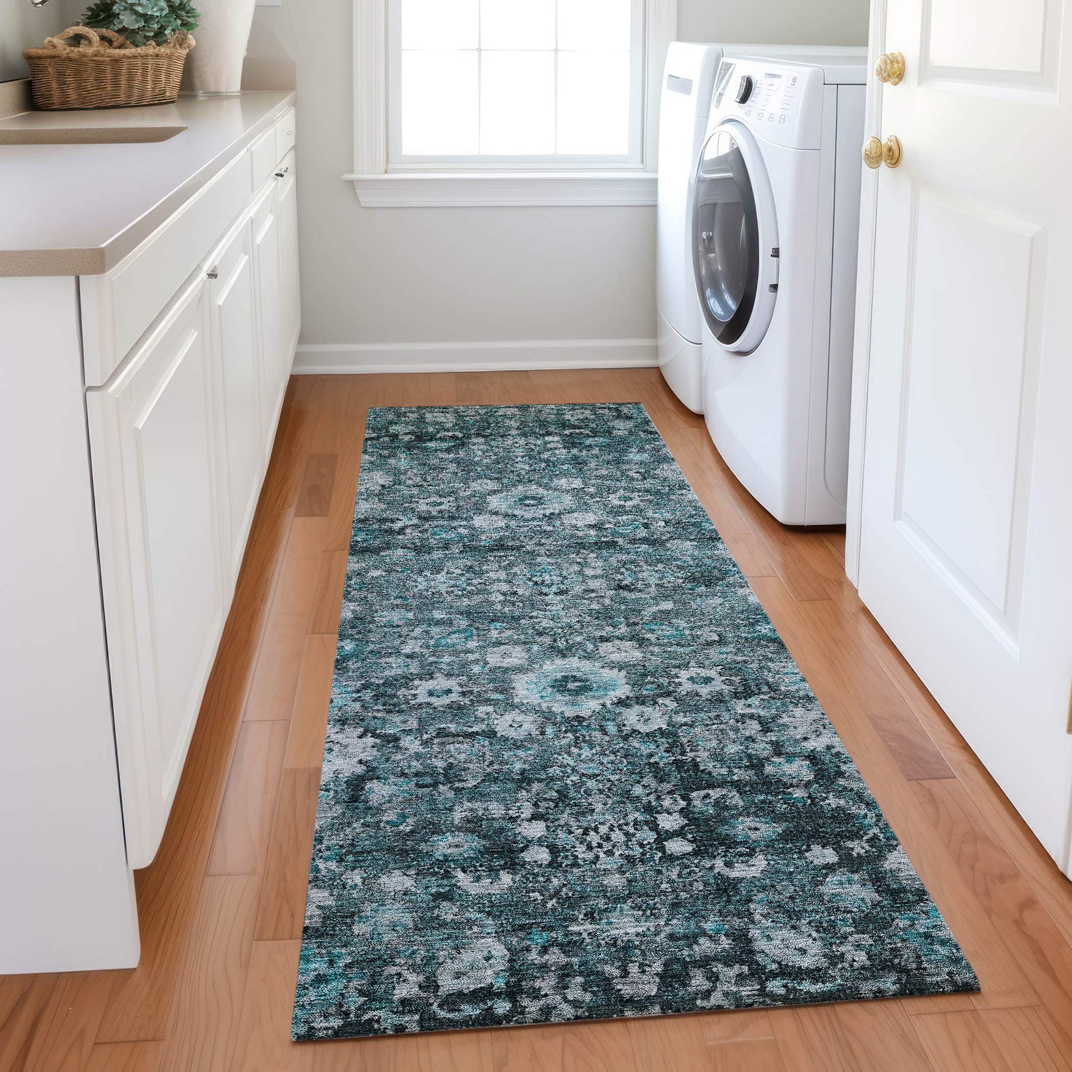 Addison Rugs ACN651TE2X8 Chantille ACN651TE 2 x 7 (ft) Polyester Teal Rectangular Indoor/Outdoor Geometric Machine washable Runner rug