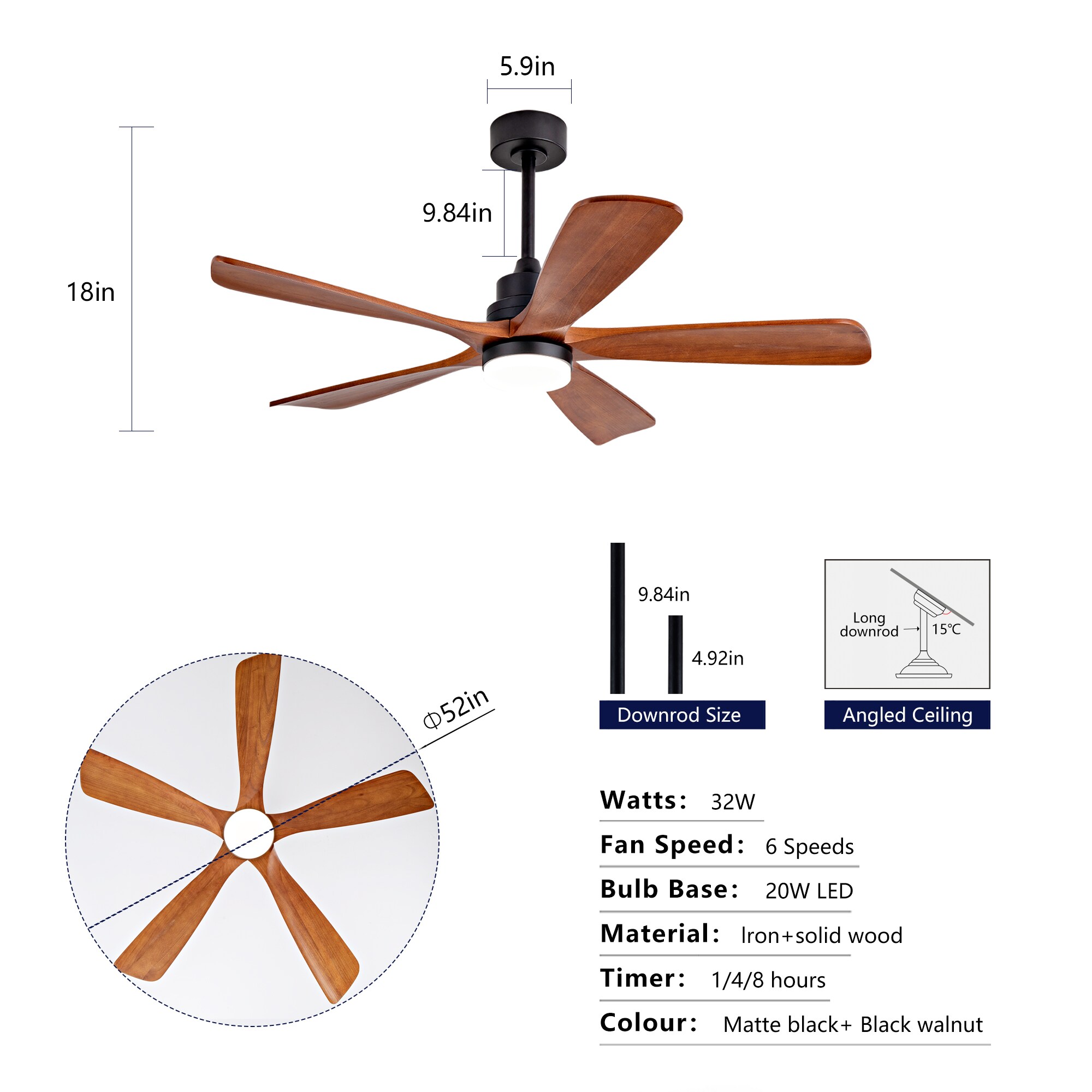 YOTOO GG52SHT-5620BK-1L Ceiling-Fans - View #18