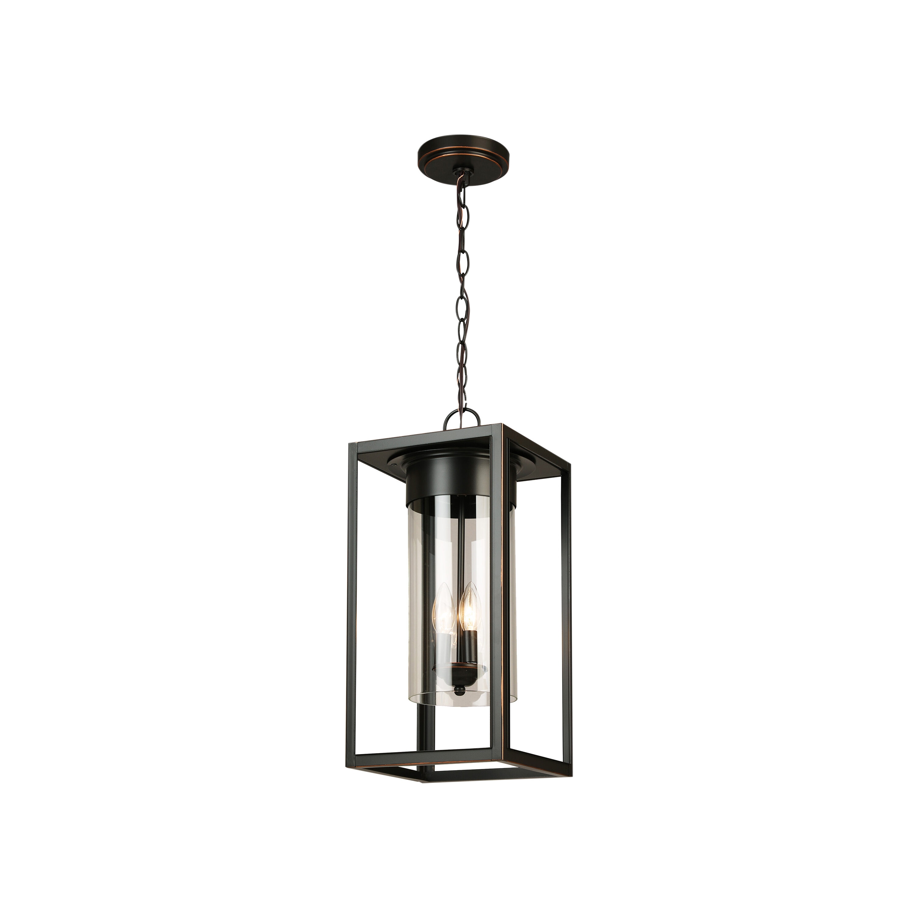 EGLO 203668A Walker Hill 3 -Light Bronze Transitional Clear glass Lantern Medium Outdoor Hanging Pendant light