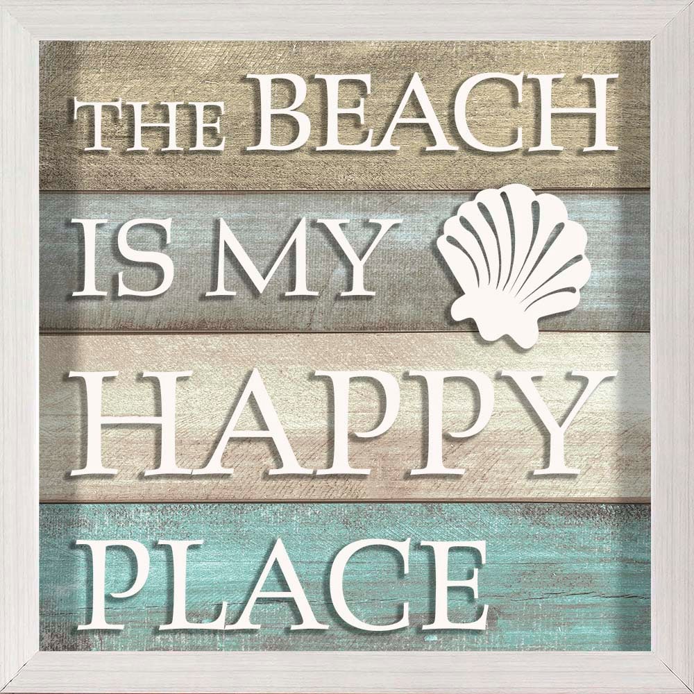  1901-8014LOW Beach Happy Patton Framed 12-in H x 12-in W Coastal Print