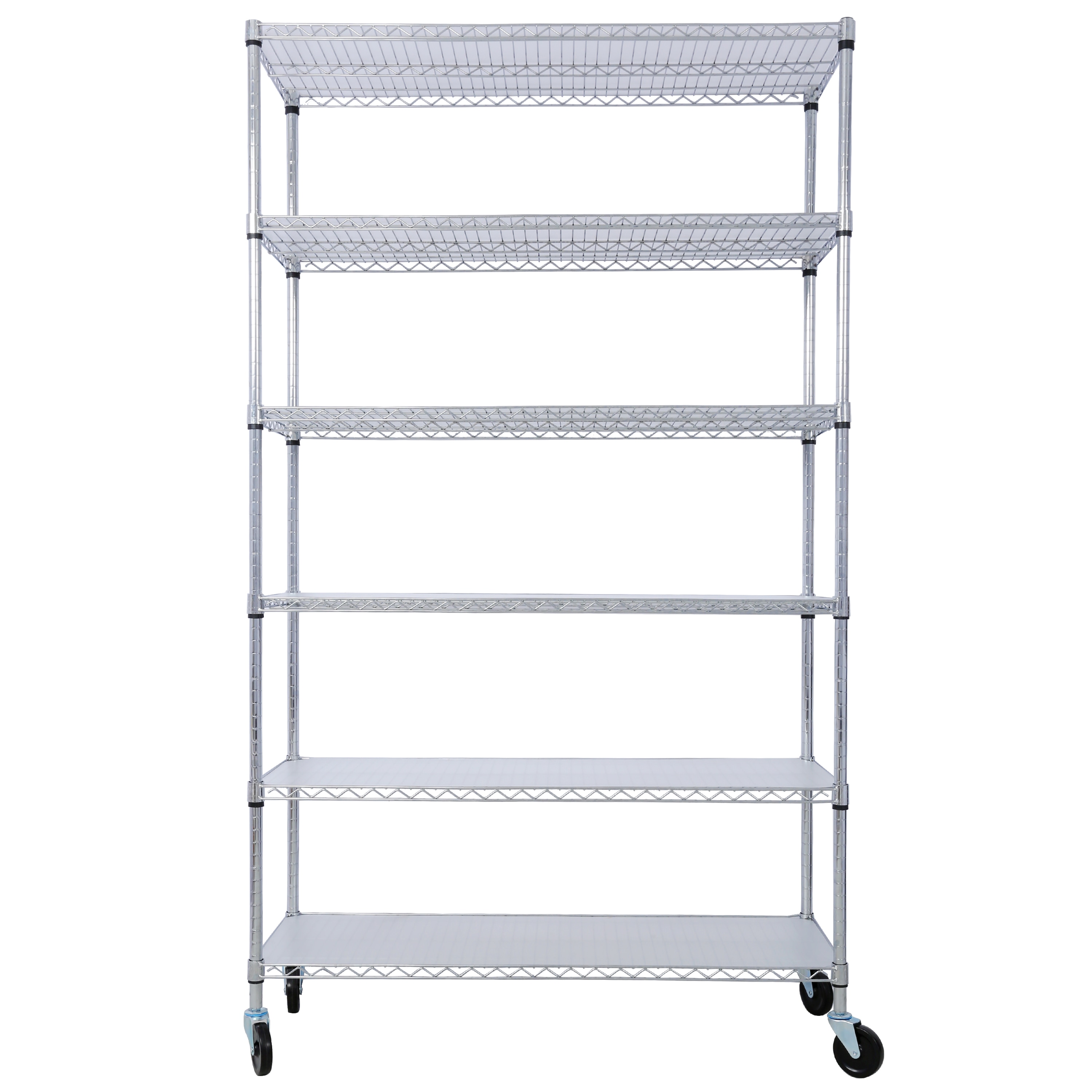 Tatayosi XH-65142123 6 Tier 6000lbs Capacity NSF Metal Shelf Wire Shelving Unit Heavy Duty Adjustable Storage Rack with Wheels  Shelf Liners for Commercial Grade Utility Steel Storage Rack chrome- 84inchesH x 48inchesL x 20inchesD