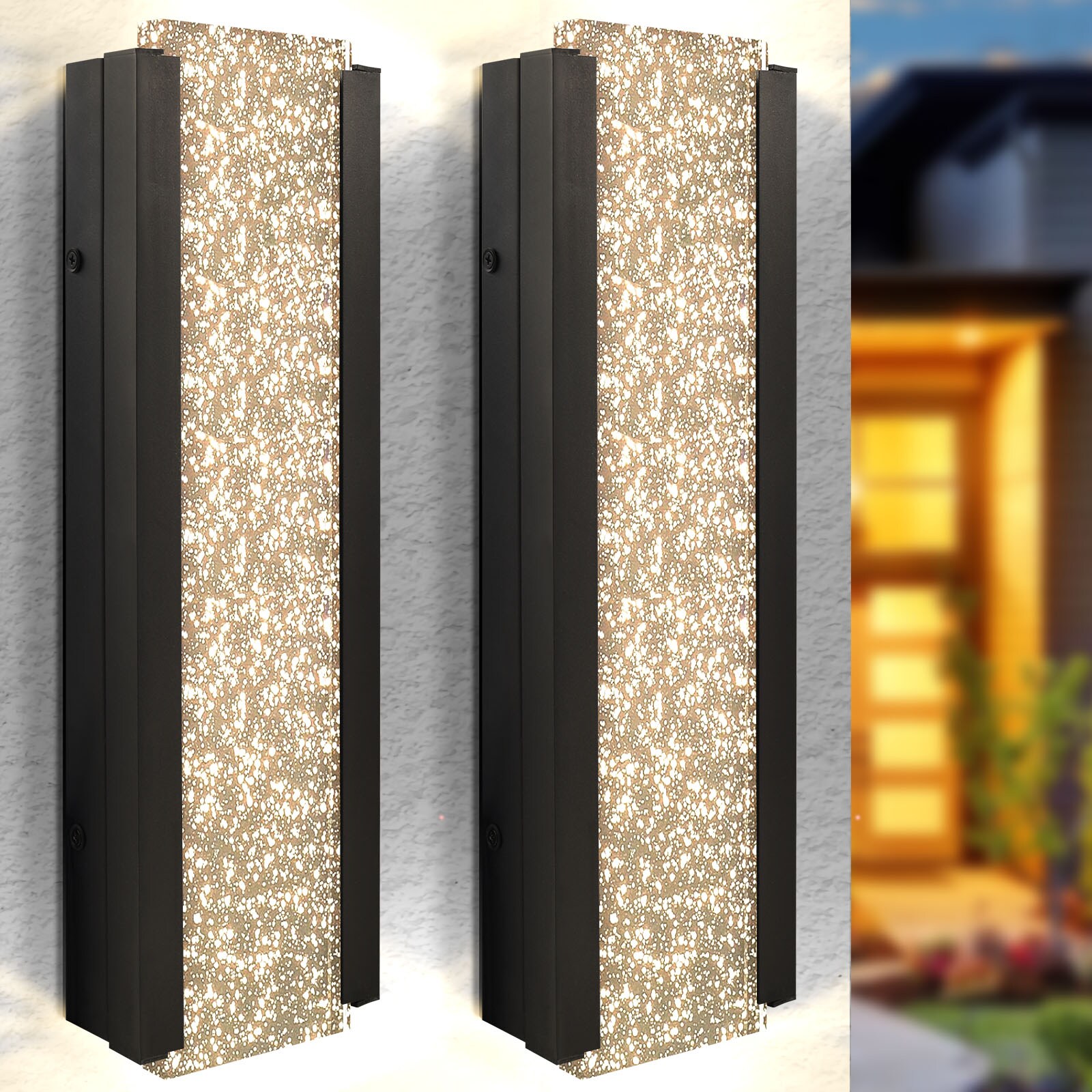 Luxrite Xterior Outdoor LED Wall Lights 2 -Pack 2.16-in H Matte Black Hardwired Integrated LED Outdoor Wall Light
