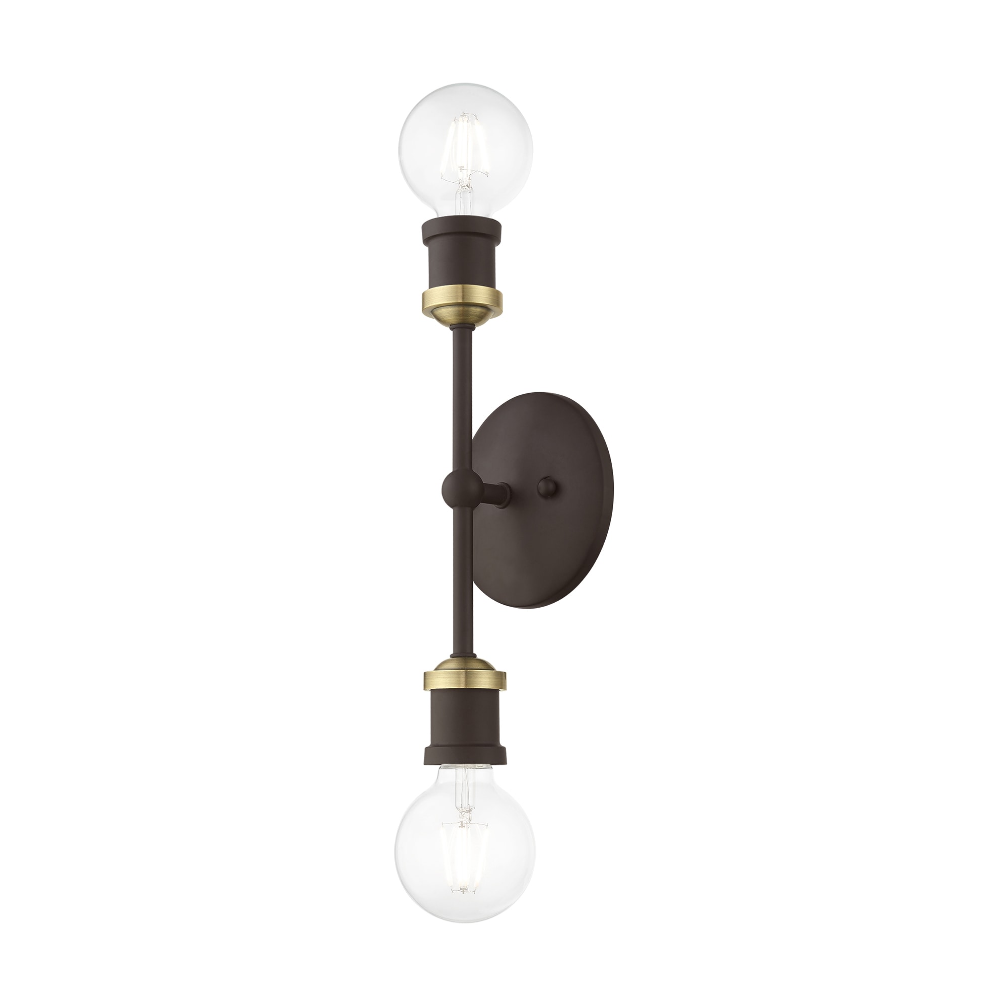 Lansdale 12" Contemporary Urban Two-Light Sconce in Bronze and Brass