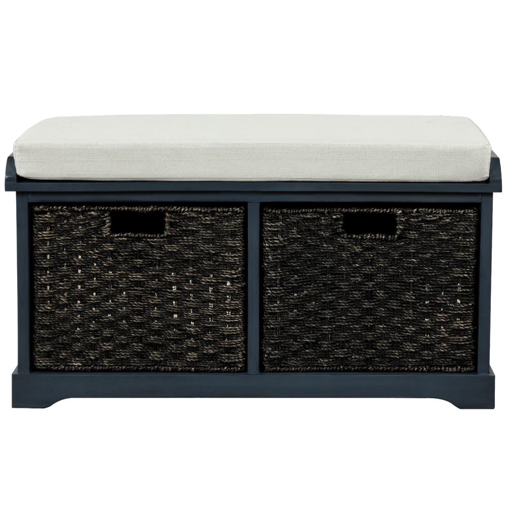 CASAINC TR-WF195160AAM Rustic Antique Navy Storage Bench with Storage 33-in x 15.7-in x 18.3-in