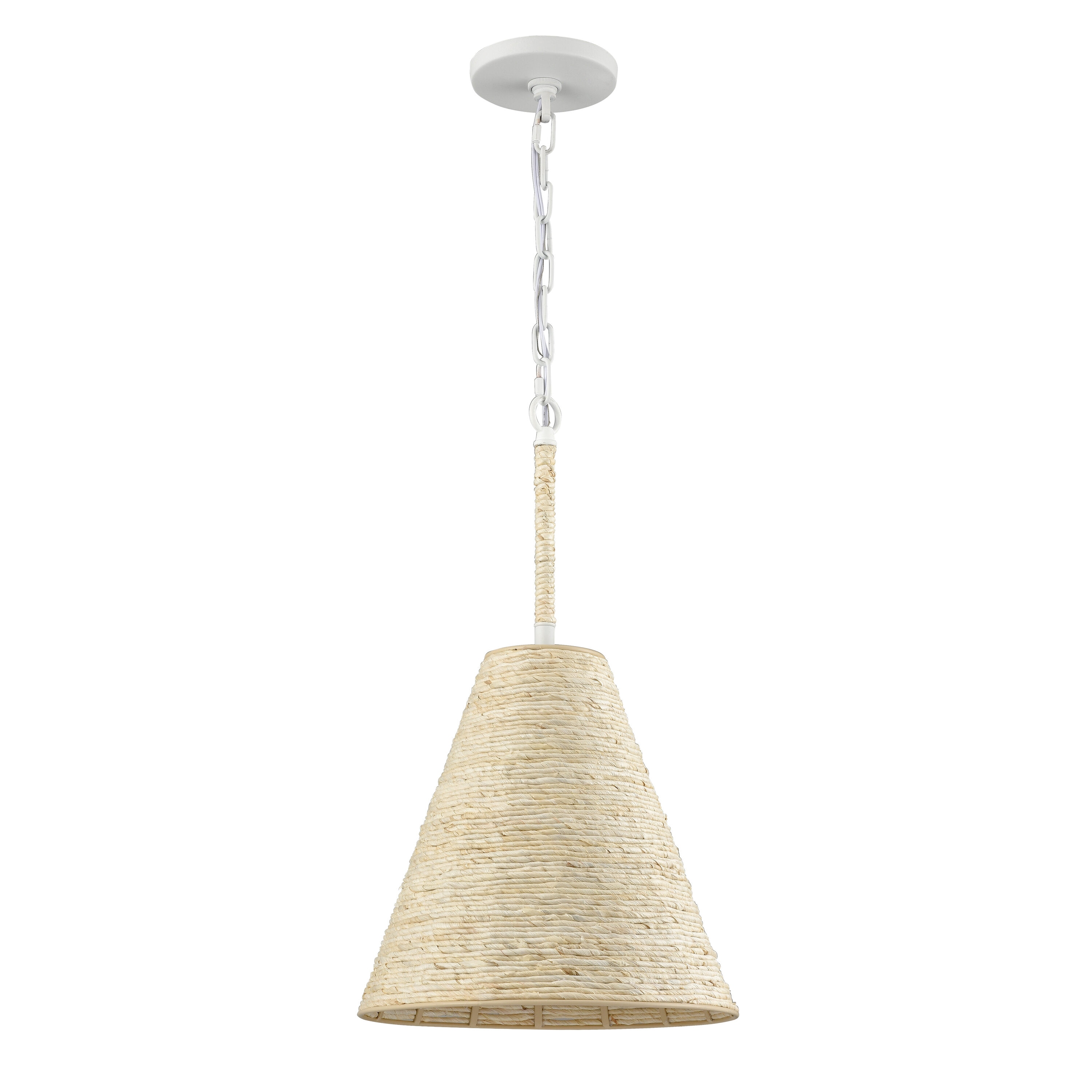 Our Watley White Cone Pendant boasts a modern and minimalistic design with  a chic brass finish on its inter…
