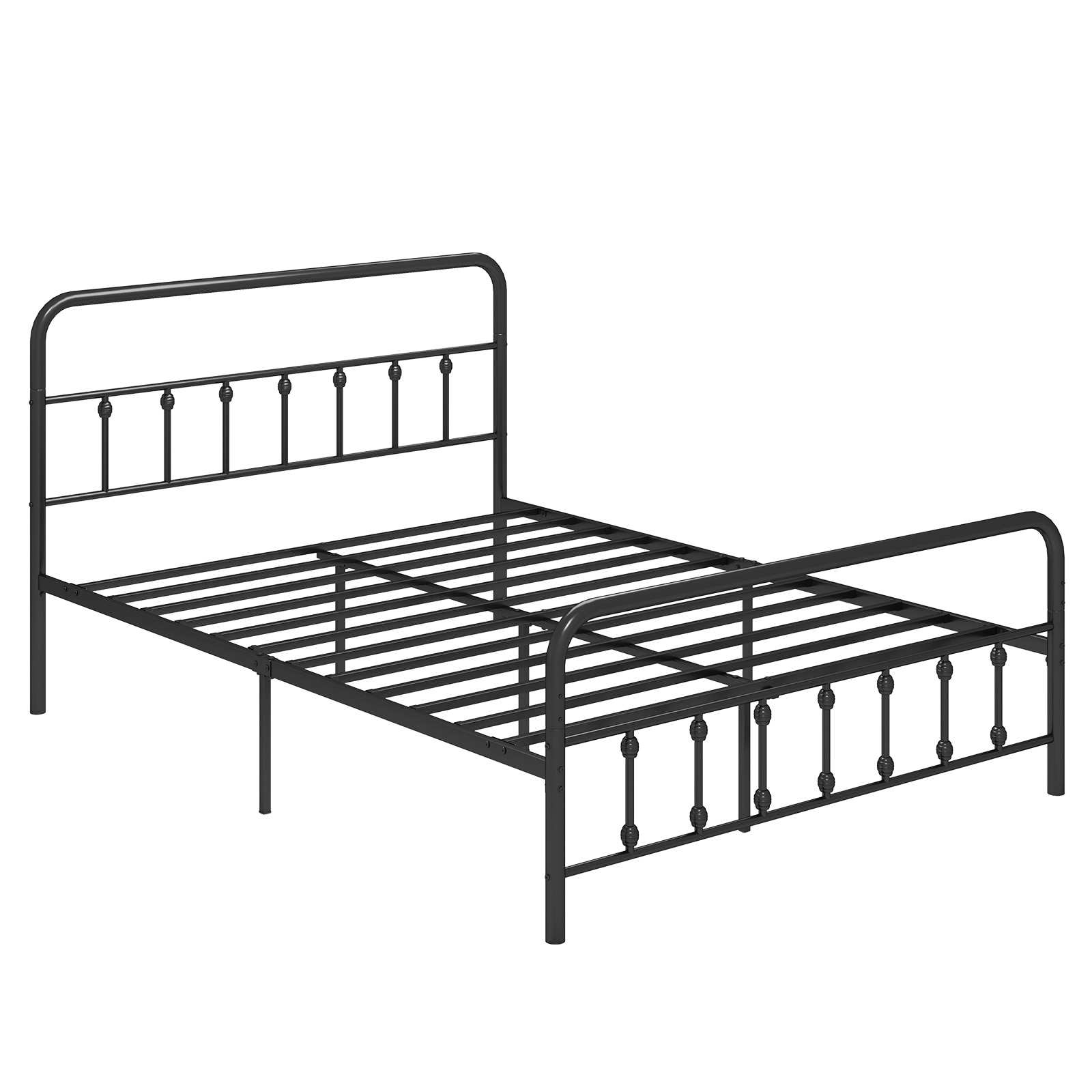 Iseryn DC16846DKQ Queen Black Metal Bed Frame with Headboard
