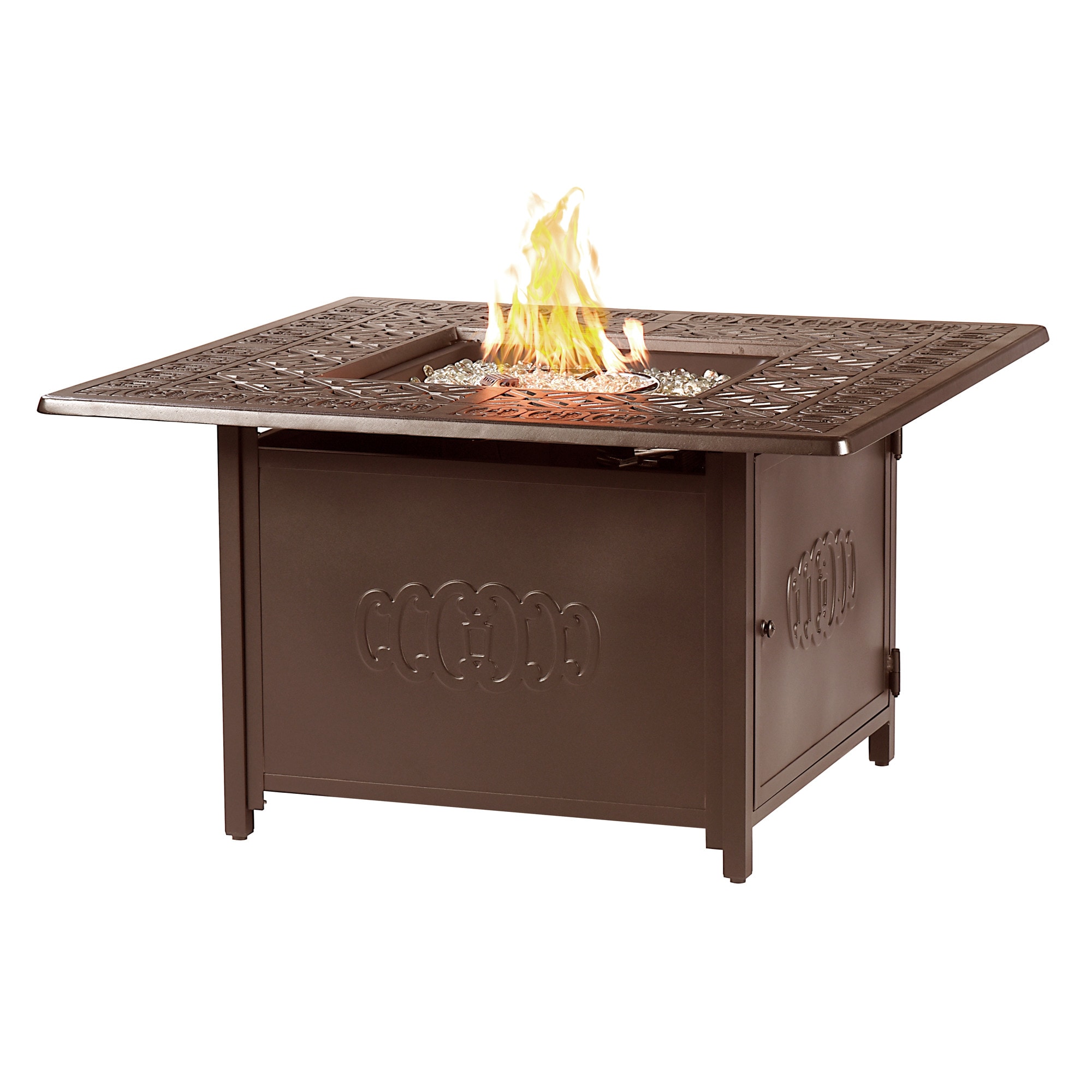 Oakland Living RONIN-FPT-BN 42-in W Brown Portable Aluminum Square Liquid propane Fire pit table