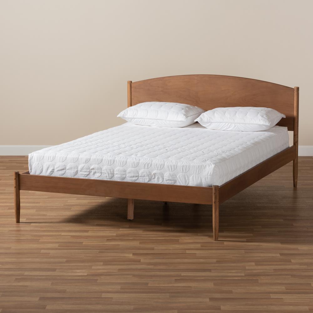 Baxton Studio Leanora Ash Walnut Full Wood Platform Bed in the